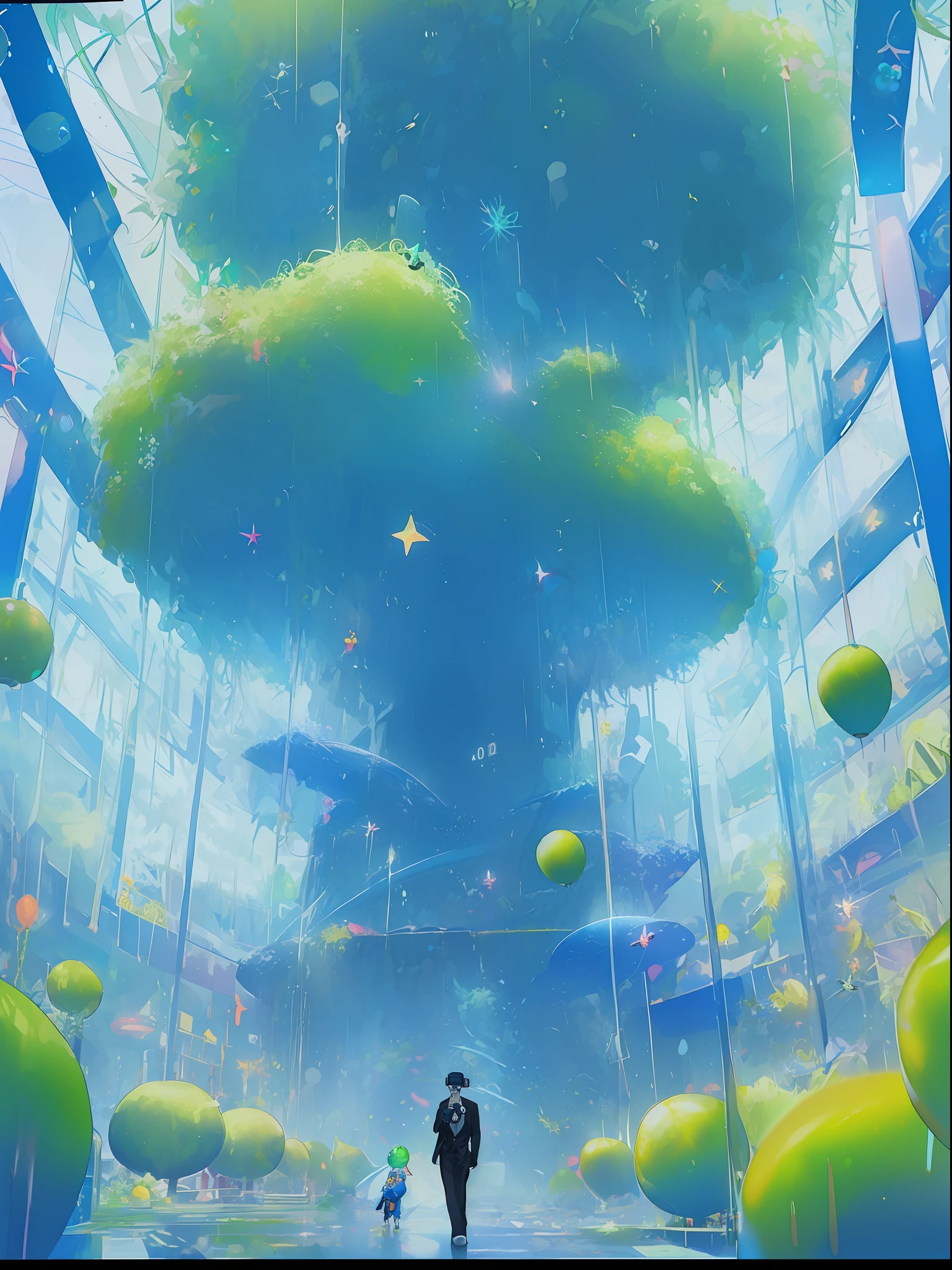 (Dark Blue Moon, Anime Style, Character, Chest Up, Portrait, Portrait, 2boy, Butler, (Boy Interacting with the Application), Black Hair, Eyelash, Jewel Eye Details, Highly Detailed Face Depiction, Dome World Background, Consciousness Trapped in a Blue Kowloon Star, (Emulator Mouse and Ultrasound Vision Connection, Digital Signage Umbrella - Hanging Umbrella), the presence of clones and androids, (running debugging, operating applications, viruses, error sounds), (conflicting emulators, range, Robert Robert, virtual reality, tech, competition, clones, android), pan closet, cyber, virtual reality, 2boy, 1 butler android, 1chatGPT, )))), Giant yellow fruit background, world tree background, funassi role, lanlan lu, chic, butler who can't stop licking his tongue, 77777, jackpot, dancing props, slime background wrapped in yellow translucent outlines, kowloon world tree background towering more than 200 meters and reaching the ceiling of the dome, worm virus, Scene of huge tree roots along the coastline, big slime scene, fruit surface tension, blue Kowloon star, slime fruit background, scattered flowers, fruit-bearing, metamorphosing, green vine-like tendrils, countless feathers sprouting from fruit skin, Kowloon world tree with huge yellow fruit, moving like octopus tentacles, proliferation of roots of huge trees disguised as marine life, large slime fruits, Maintaining a certain size due to surface tension, witnessing the World Tree during a shootout and metamorphosis of flesh-like creatures that bear fruit