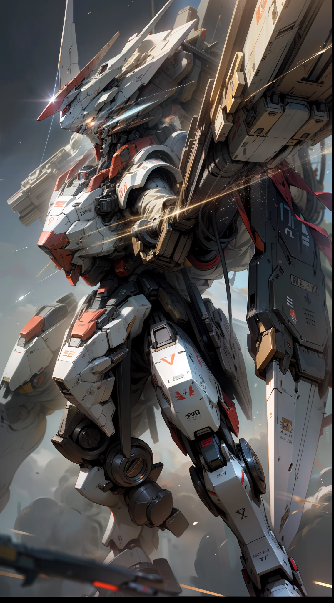 Surrealism, Ray Tracing, Photorealistic, UHD, High Detail, 32k, Best Quality, Textured Skin, Gundam Mecha, Flight, Funnel, Mecha Ship, Masterpiece, Best Quality, Mecha, Unmanned, (Full Body), (Black Mecha: 1.8), (Axisymmetric: 1.4), (HDR), (Movie Light: 1.1), White Eyes, Cool, Science Fiction, Fire, Universe, oversized shield, mecha man overlooking the background of the earth, with laser cannon beams, wars, conflicts, weapons in hand (has a huge weapon: 1.5),