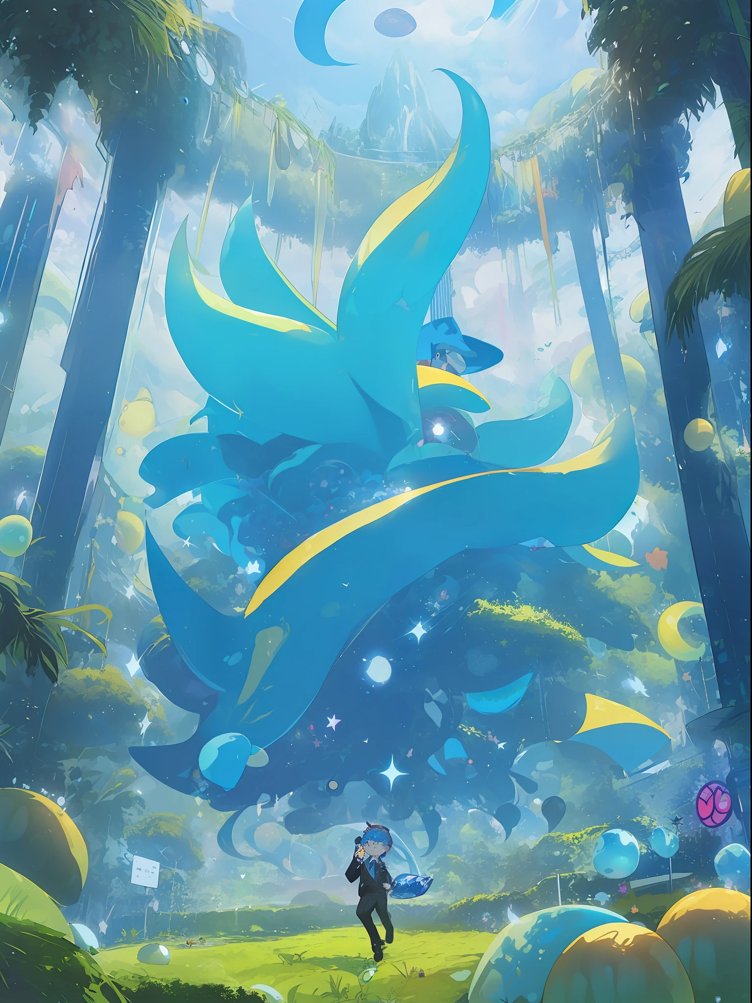 (Dark Blue Moon, Anime Style, Character, Chest Up, Portrait, Portrait, 2boy, Butler, (Boy Interacting with the Application), Black Hair, Eyelash, Jewel Eye Details, Highly Detailed Face Depiction, Dome World Background, Consciousness Trapped in a Blue Kowloon Star, (Emulator Mouse and Ultrasound Vision Connection, Digital Signage Umbrella - Hanging Umbrella), the presence of clones and androids, (running debugging, operating applications, viruses, error sounds), (conflicting emulators, range, Robert Robert, virtual reality, tech, competition, clones, android), pan closet, cyber, virtual reality, 2boy, 1 butler android, 1chatGPT, )))), Giant yellow fruit background, world tree background, funassi role, lanlan lu, chic, butler who can't stop licking his tongue, 77777, jackpot, dancing props, slime background wrapped in yellow translucent outlines, kowloon world tree background towering more than 200 meters and reaching the ceiling of the dome, worm virus, Scene of huge tree roots along the coastline, big slime scene, fruit surface tension, blue Kowloon star, slime fruit background, scattered flowers, fruit-bearing, metamorphosing, green vine-like tendrils, countless feathers sprouting from fruit skin, Kowloon world tree with huge yellow fruit, moving like octopus tentacles, proliferation of roots of huge trees disguised as marine life, large slime fruits, Maintaining a certain size due to surface tension, witnessing the World Tree during a shootout and metamorphosis of flesh-like creatures that bear fruit