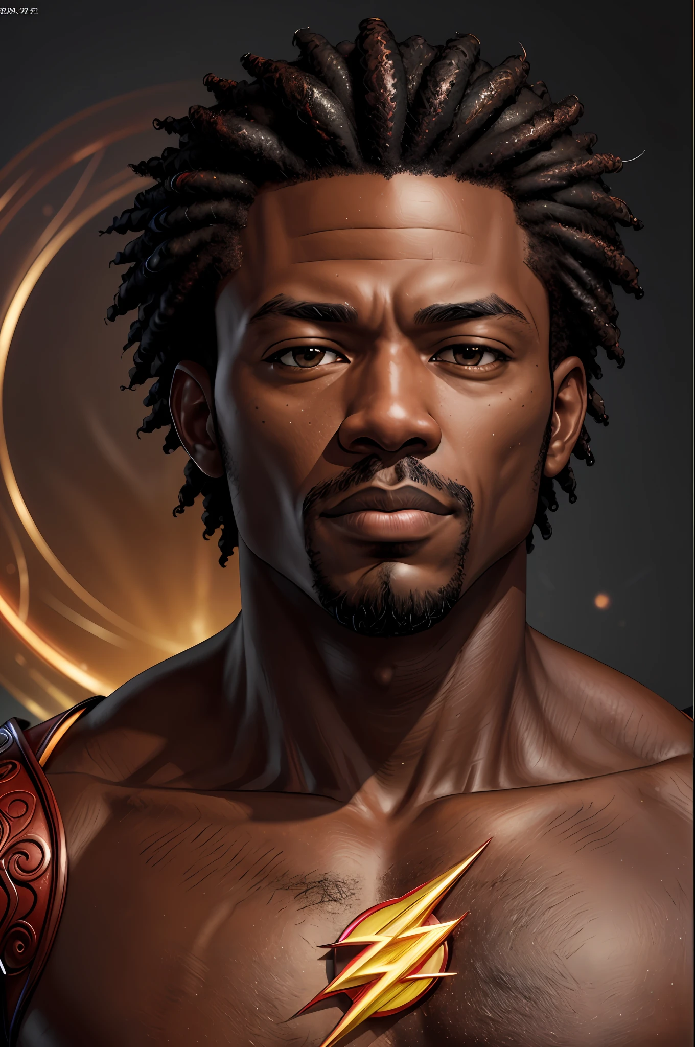 flash,black man 30 years old, (masterpiece), digital illustration, detailed, intricate, 4k, 8k, good anatomy, beautiful lighting, award-winning, highres, (extremely detailed CG, unit, 8k wallpaper: 1.1), colorful, vibrant colors
