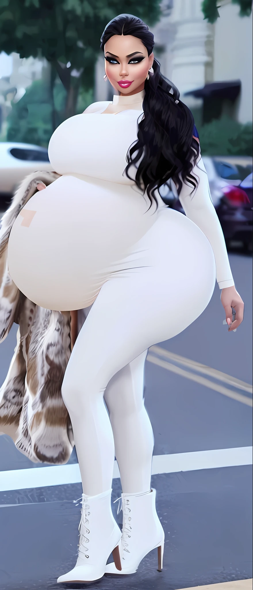 beautiful pregnant woman, beautiful busty woman, amazing stunningly beautiful, most beautiful women ever, enormous natural breasts, voluptuous, deep cleavage, beautiful busty model, sexy, enormous massive huge big boobs, gorgeous face, bright big eyes, sexy makeup, wavy hair, enormous round pregnant belly, massive huge pregnant belly, huge pregnant belly, enormous pregnant belly