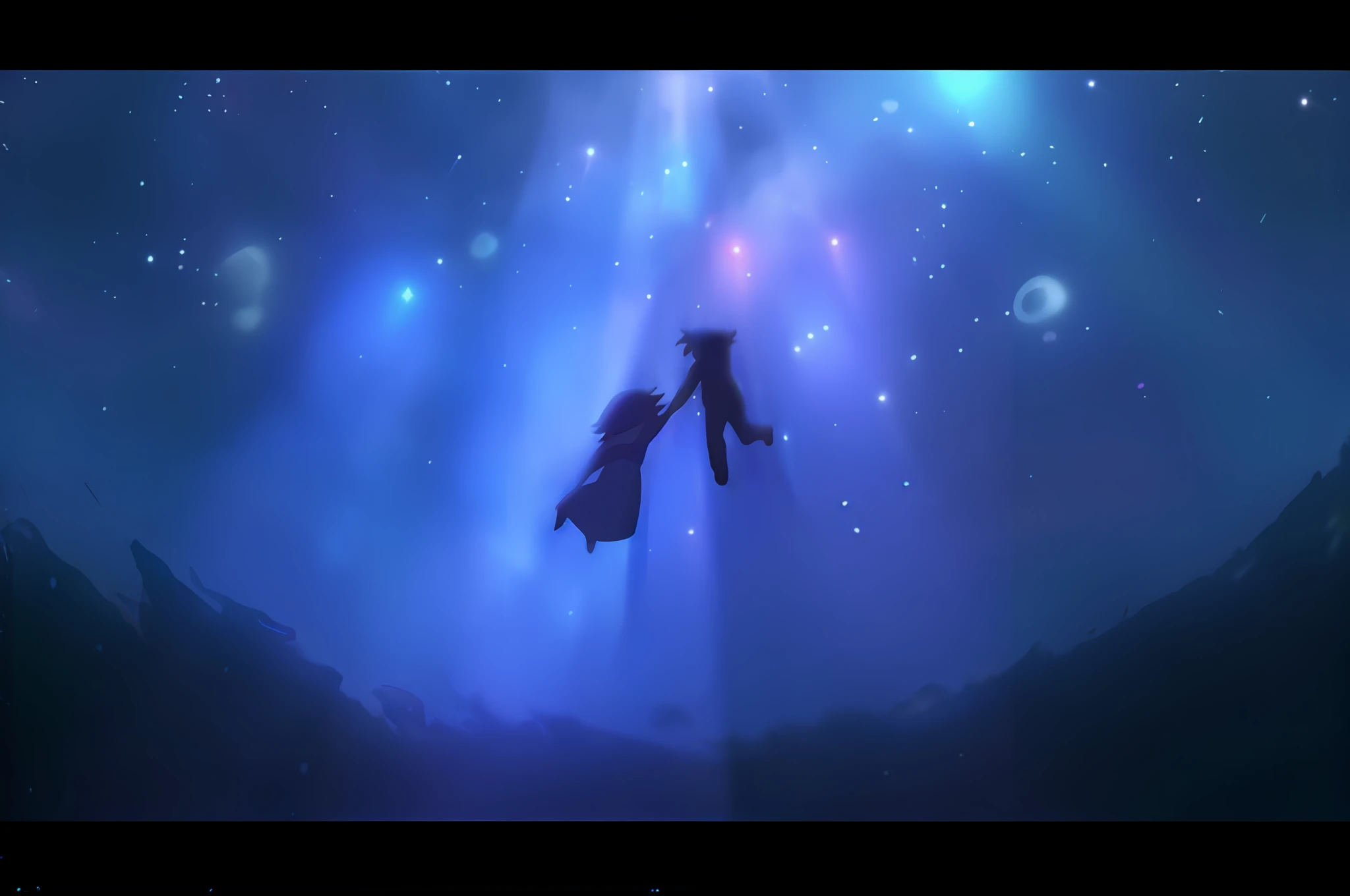 anime scene of a person flying through the sky with a kite, makoto shinkai cyril rolando, ( ( makoto shinkai ) ), guweiz and makoto shinkai, cosmic skies. by makoto shinkai, anime movie background, anime movie screenshot, incredible anime movie scene, anime film still, screenshot from the anime film, floating among stars
