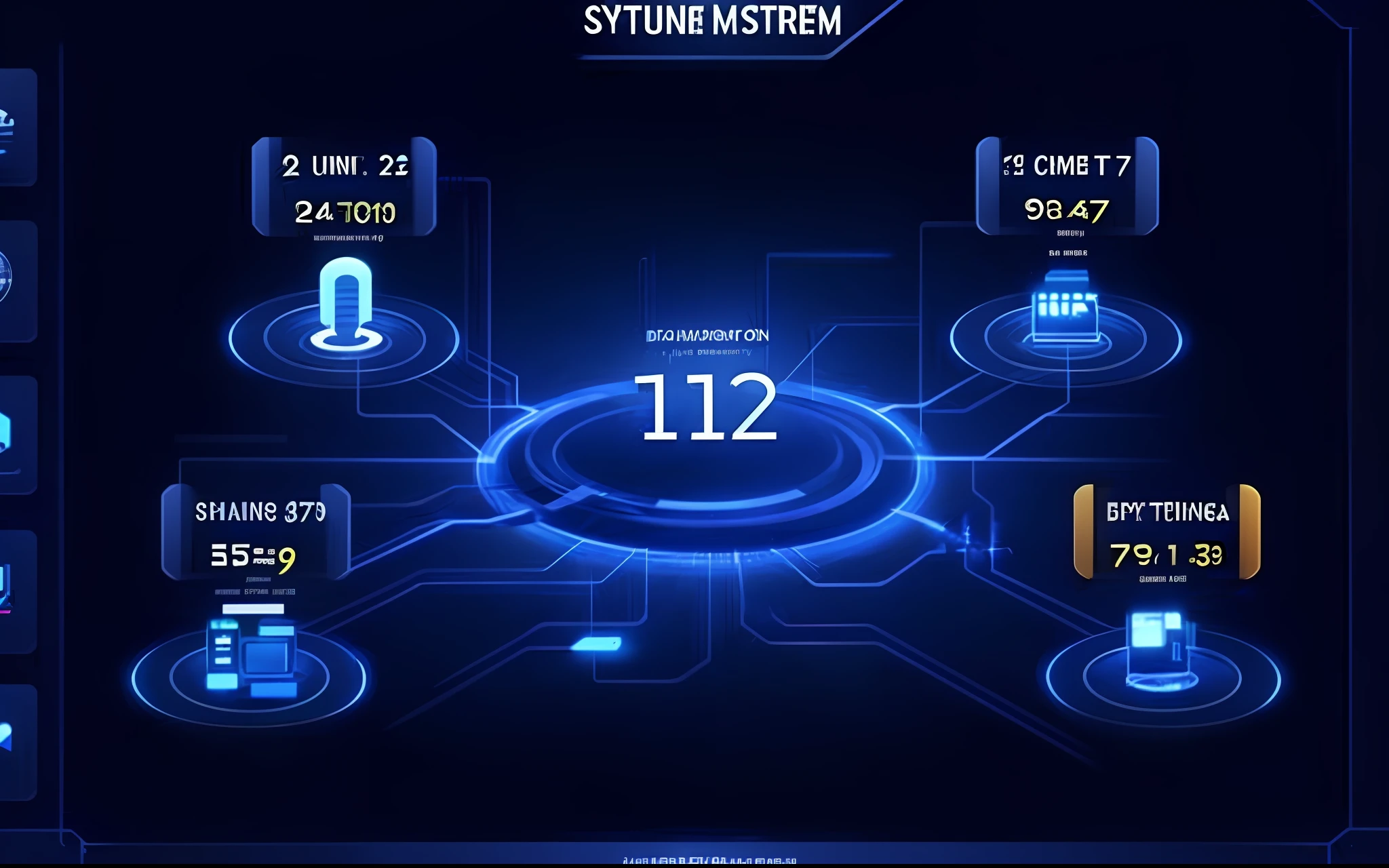 System diagram, technology UI design, circuit diagram, technology light effect, blue series, simple and clean background,