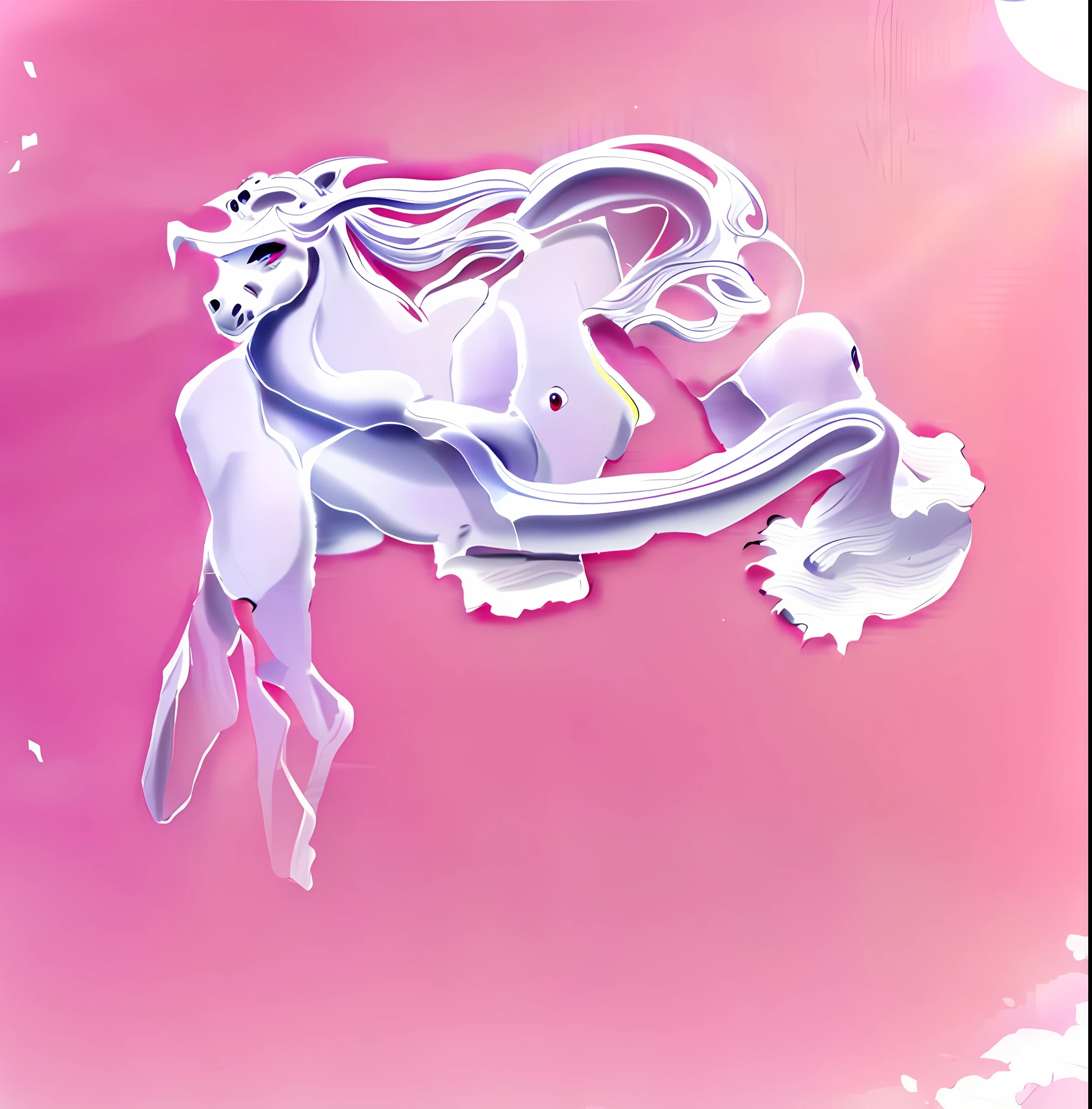 Arad woman in white dress flying in air, elegant floating pose, dramatic floating pose, background with a white horse running in the sun, beautiful and elegant, beautiful horse, horse running, white hair, mane