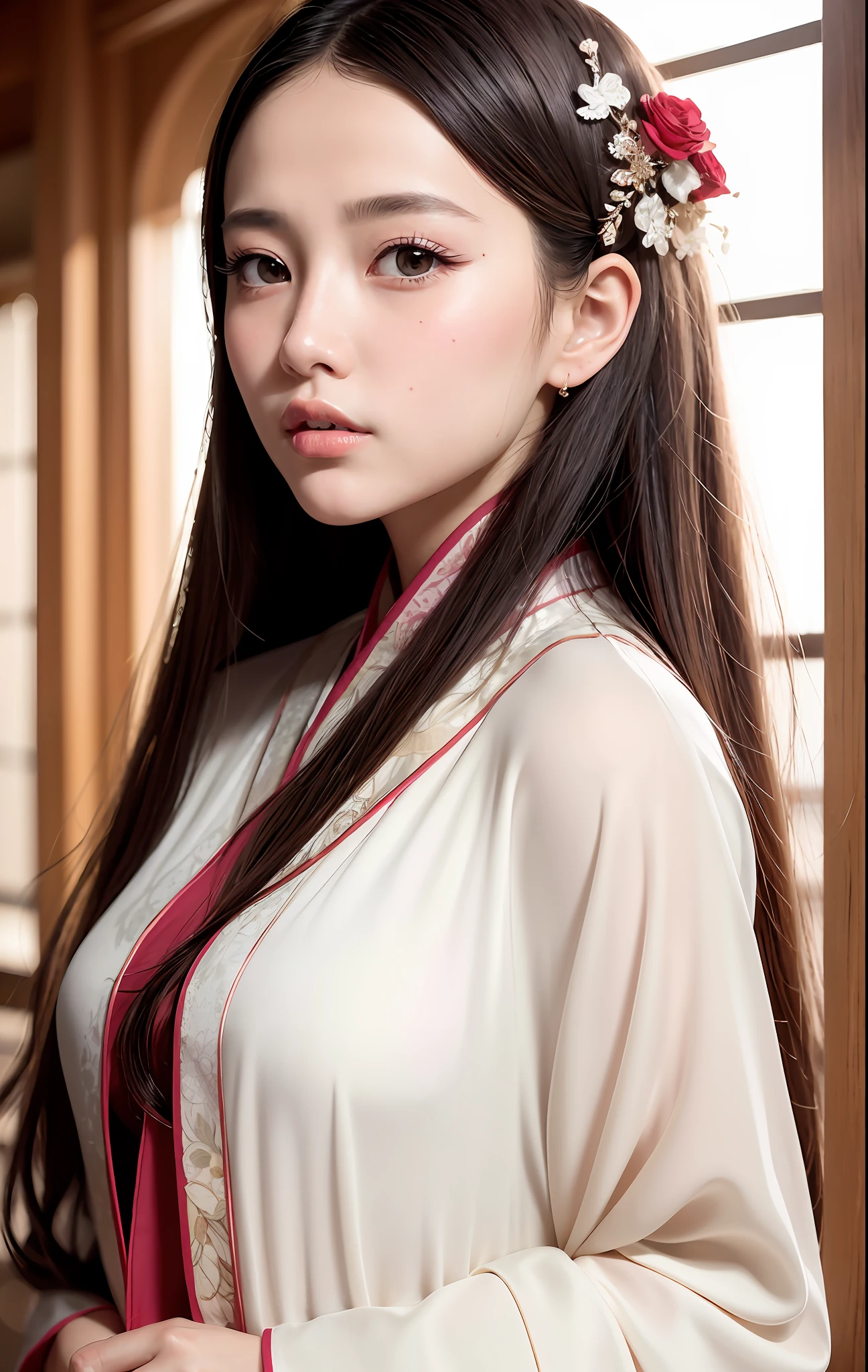 Best quality, masterpiece, illustration, very delicate and beautiful, highly detailed, CG, unification, 8k wallpaper, amazing, elaborate detail, masterpiece, best quality, official art, highly detailed CG unity 8k wallpaper, ridiculous, incredibly ridiculous, huge file size, super detailed, high resolution, very detailed, beautiful detailed girl, very detailed eyes and face, beautiful detailed eyes, face light , (Hanfu:1.1), 1 girl