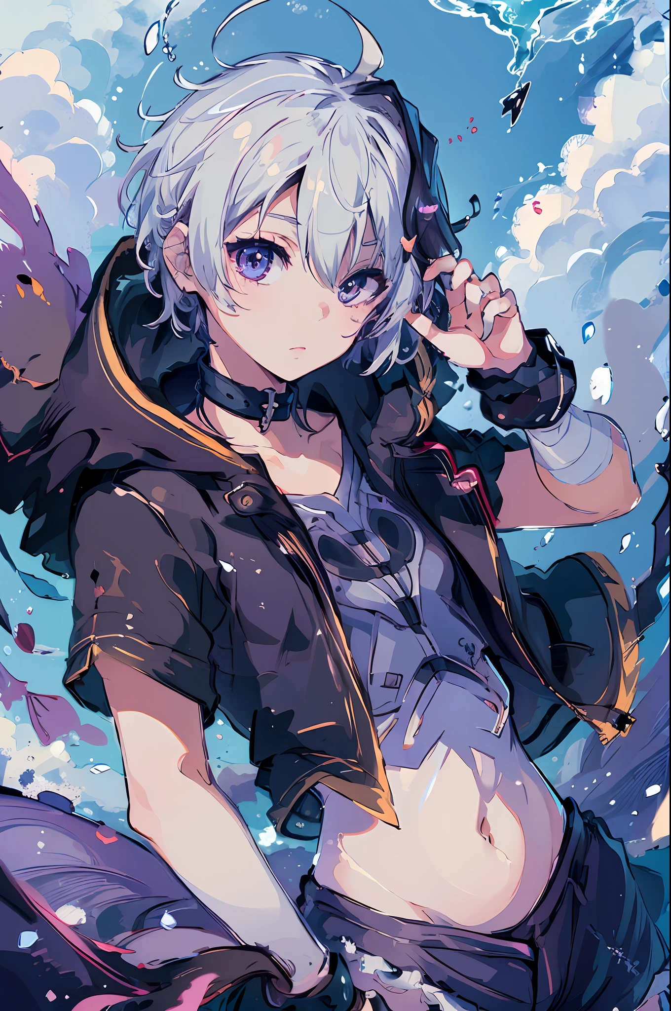((masterpiece))),(((bestquality))),((ultra-detailed)),(illustration),floating,(beautifuldetailedeyes),(detailedlight) (1girl), solo,vflower, underwater, ocean floor background
