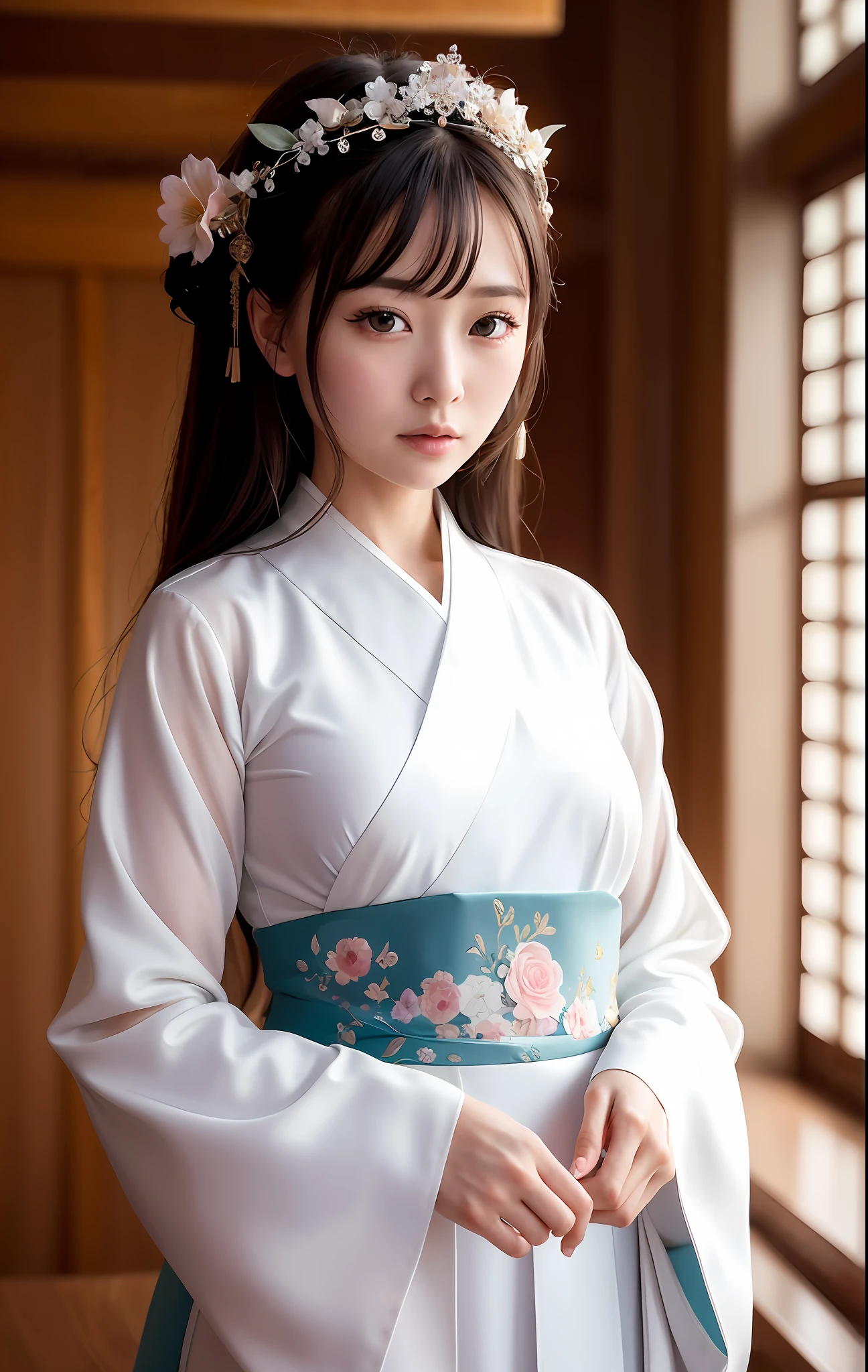Best quality, masterpiece, illustration, very delicate and beautiful, highly detailed, CG, unification, 8k wallpaper, amazing, elaborate detail, masterpiece, best quality, official art, highly detailed CG unity 8k wallpaper, ridiculous, incredibly ridiculous, huge file size, super detailed, high resolution, very detailed, beautiful detailed girl, very detailed eyes and face, beautiful detailed eyes, face light , (Hanfu:1.1), 1 girl