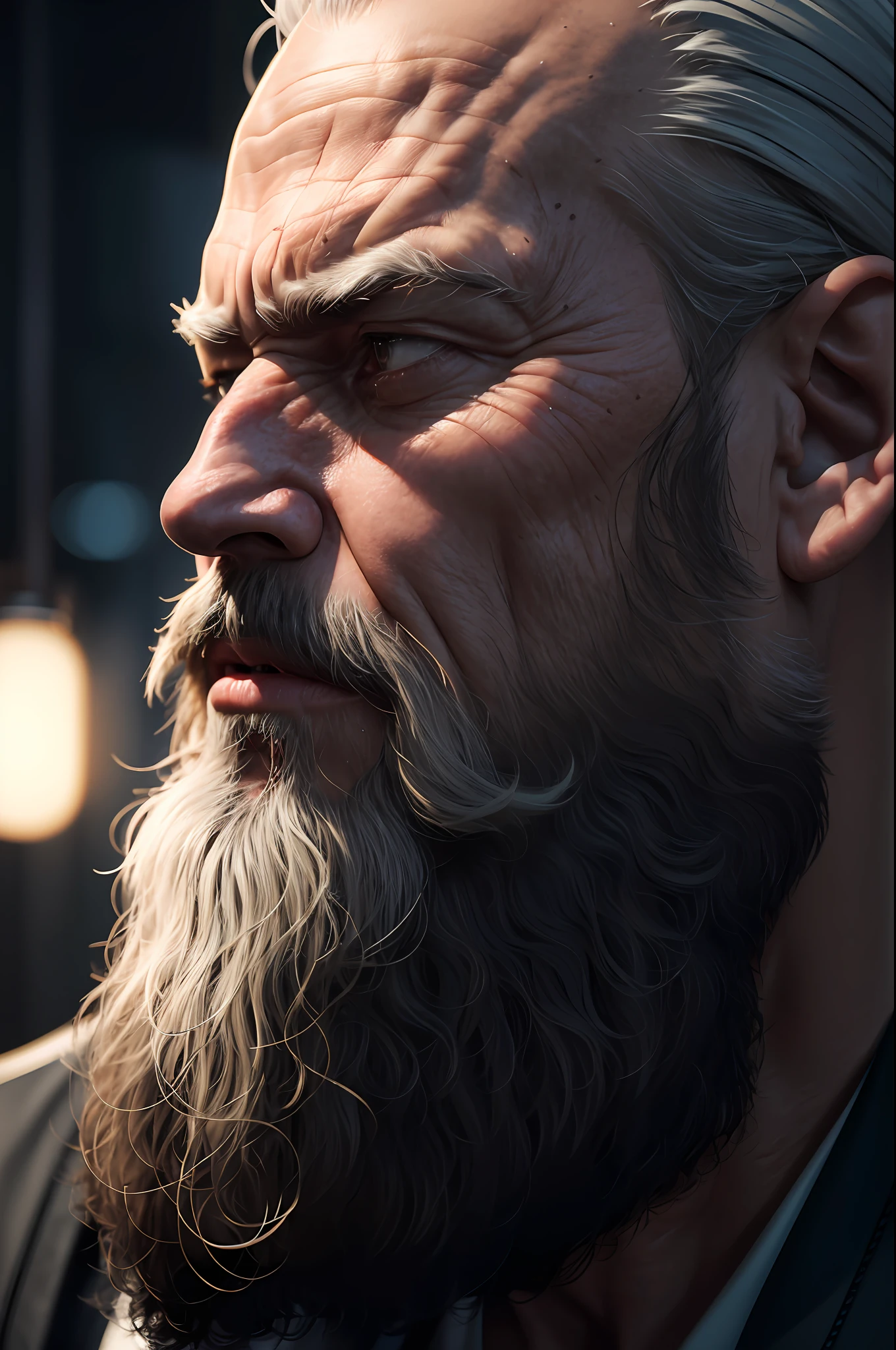 Old man motivation, realistically, dynamic lights, old, beard by making gray, full footage, (extremely detailed 8k wallpaper of CG unit), trend in ArtStation, trend in CGSociety, high detail, sharp focus, dramatic, photorealistic