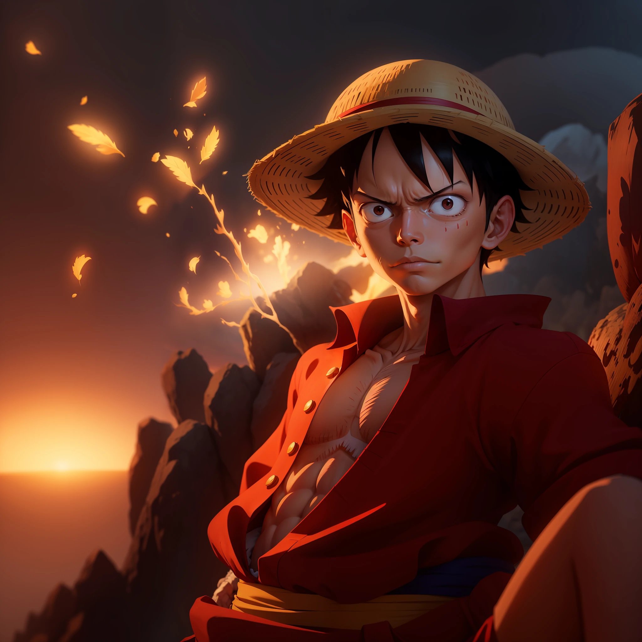 Monkey D. Luffy, straw hat, powers, best quality, 8k, 4k, face with great resolution, high quality, pores, full body