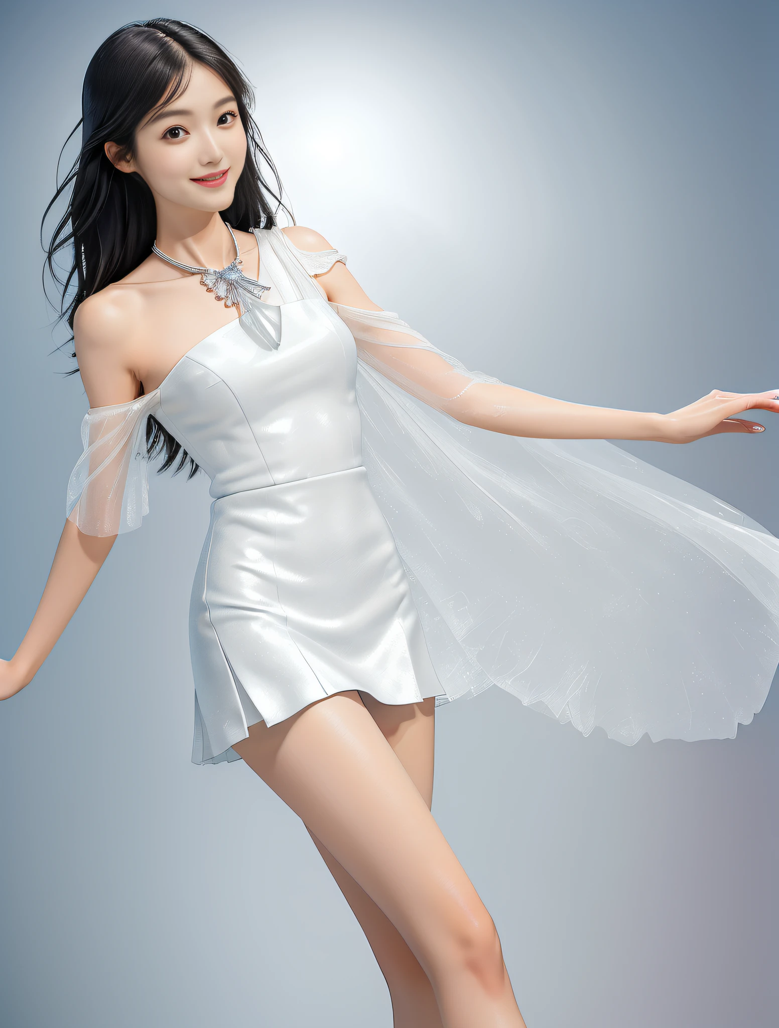 (High quality, super high detail, black JK skirt, (shoulder-length hair), (slim, delicate facial features, wearing fashionable clothes, wearing exquisite jewelry): 0.9), (dynamic pose, proper proportions, very temperamental, long legs high and cold, delicate and realistic portrait, delicate three-dimensional silhouette, park, depth of field, ultra-realistic skin details), (long eyelashes, smile, shallow dimples, big watery eyes crystal clear, slender legs): 0.8, Mt. Fuji background: 1.0