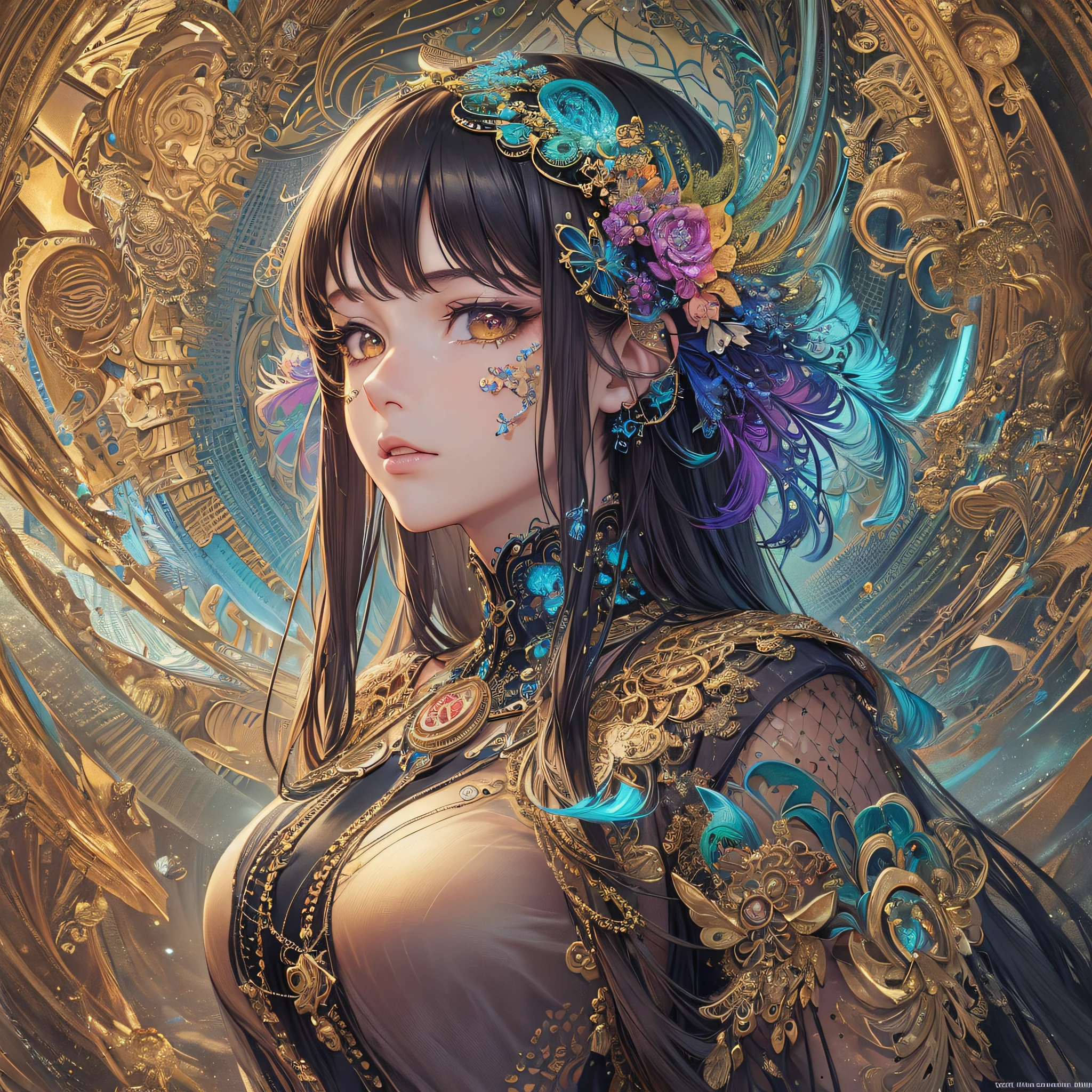(masterpiece, top quality, best quality, official art, beautiful and aesthetic:1.2), (1girl), extreme detailed,(fractal art:1.3),colorful,highest detailed --auto --s2