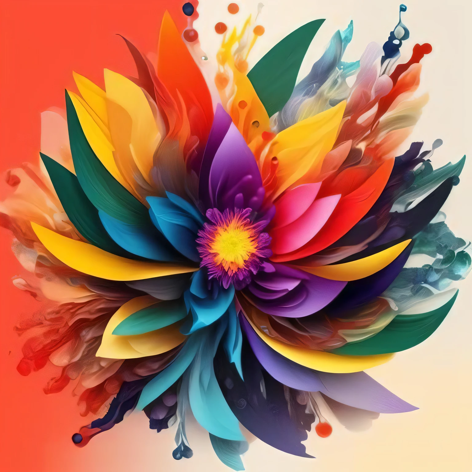an abstract flower made of colors and elements, Elemental Flowers