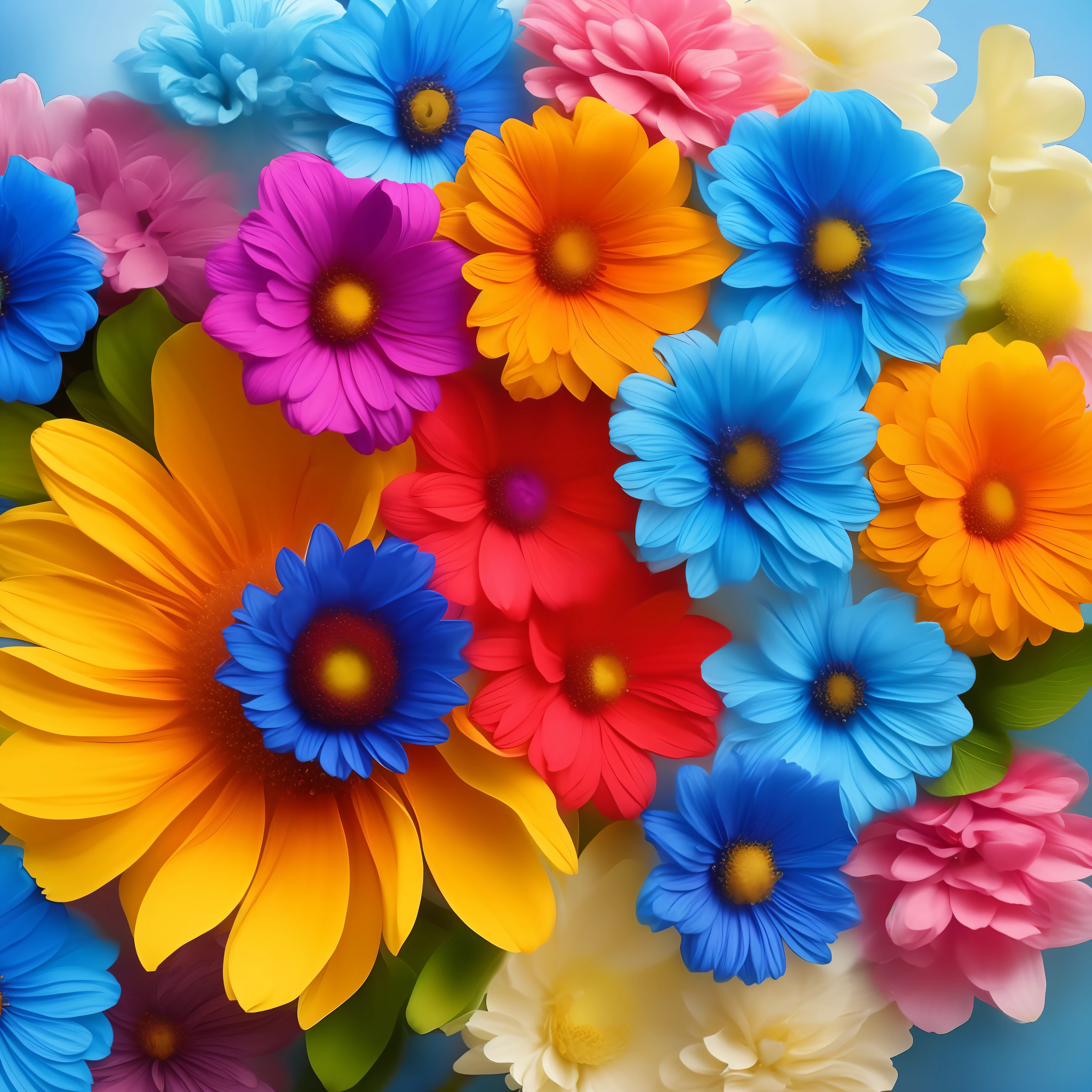 one elementary multi flower, Elemental flowers, vibrant colors