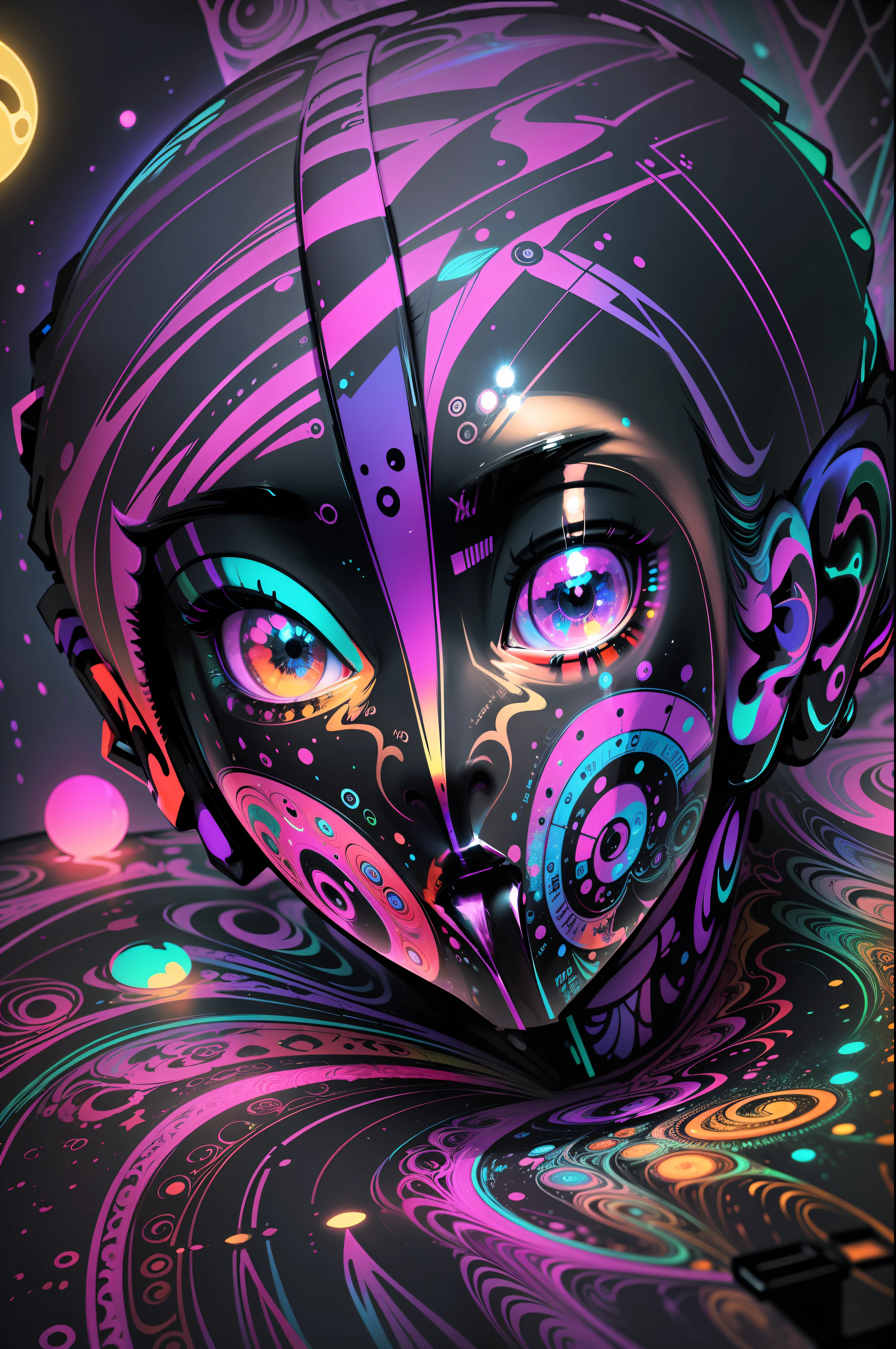 masterpiece, beautiful psychedelic cosmos, PsyAI black light painting