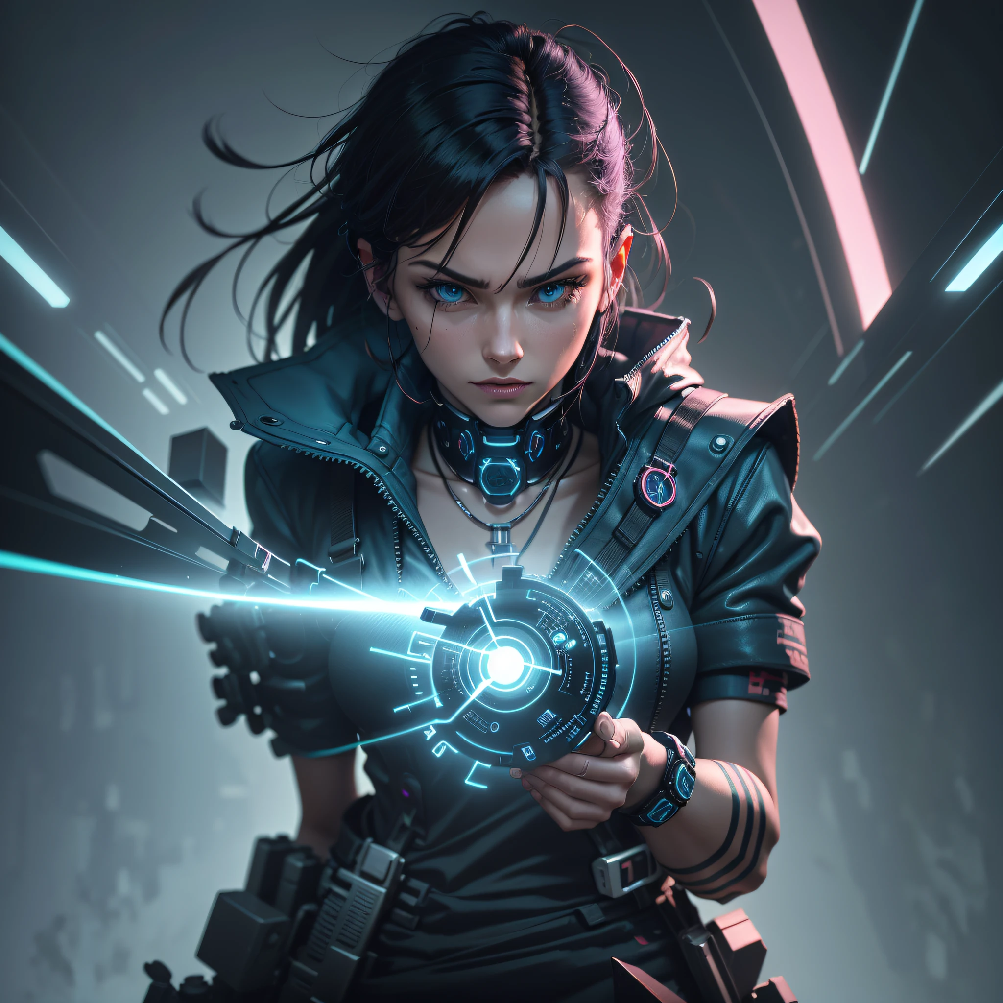 Swiss watch icon 3d cyberpunk neon floating alone