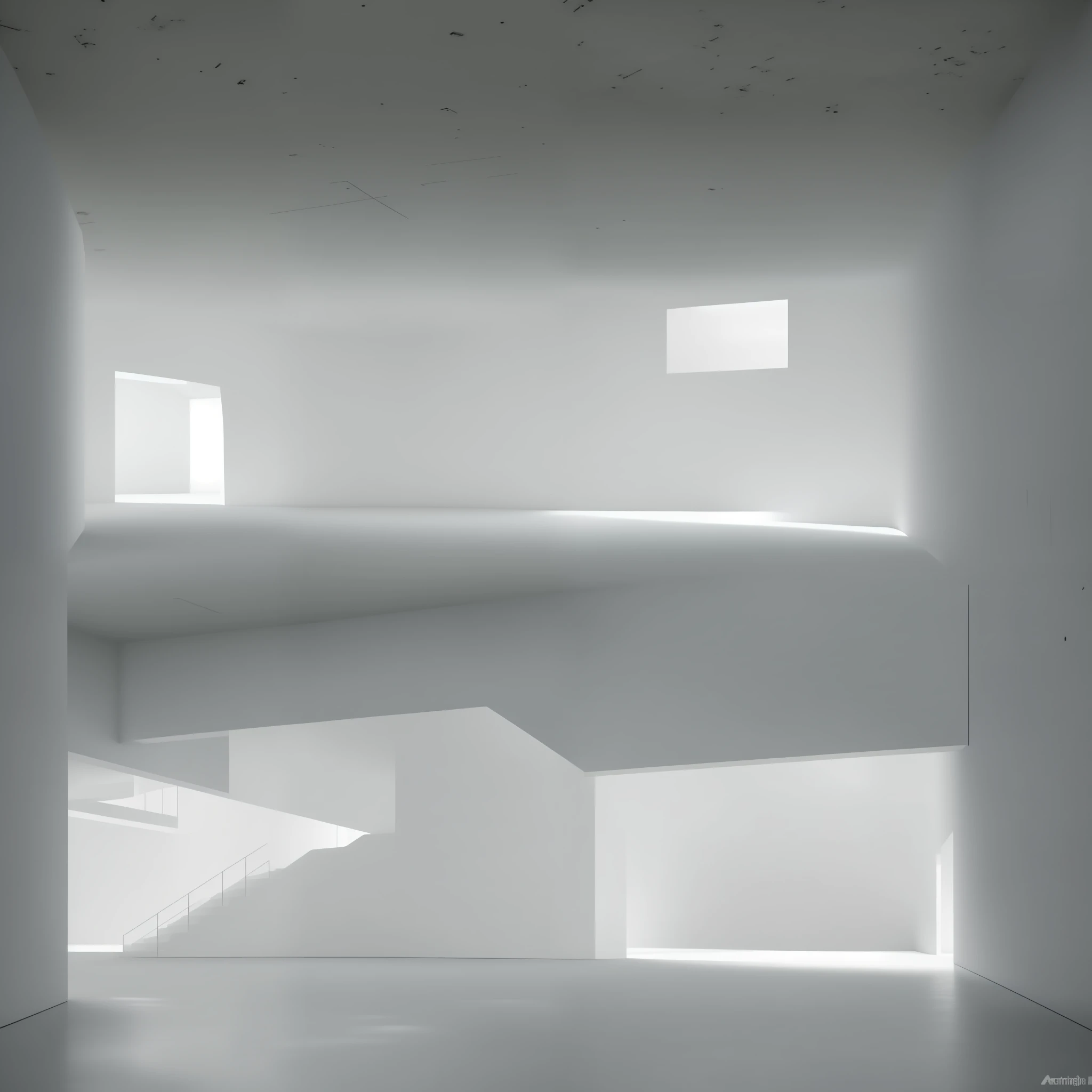 scrbackroomsbackroom, liminal space, uploaded artstation, by Alexandre Calame, 1girl in (Level-1,Habitable Zone,inside,parking area,car parking,white wall,fluorescent light,concrete wall,concrete floor,BREAK, stairs,) (photorealistic), [sharp focus], (HDR), (8k), (gigapixel), (masterpiece)