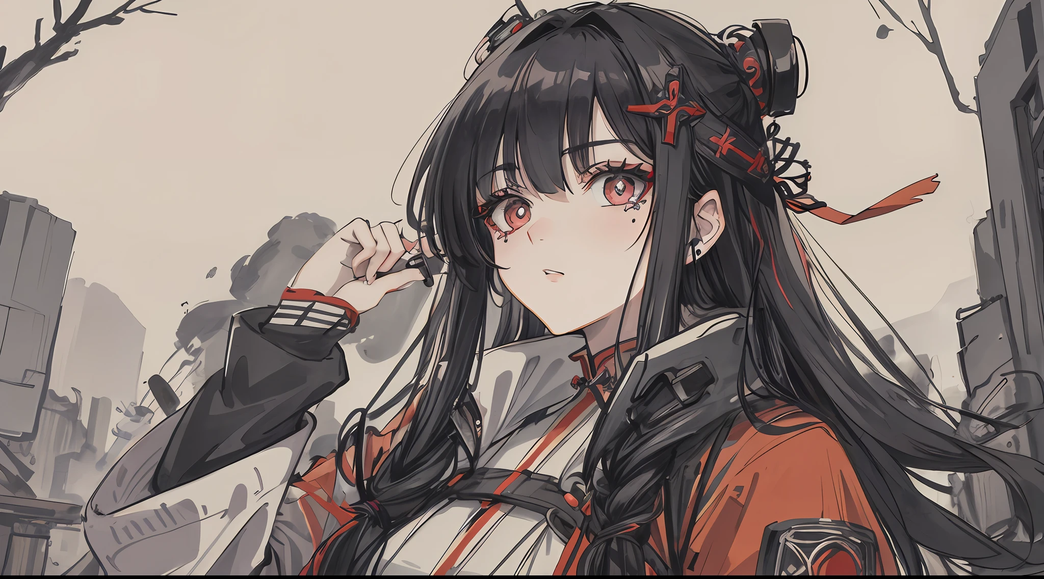 cyberpunk woman wearnng ancient pagan slavic rus clothes mixed with nu-goth aesthetic. portrait, detailed face