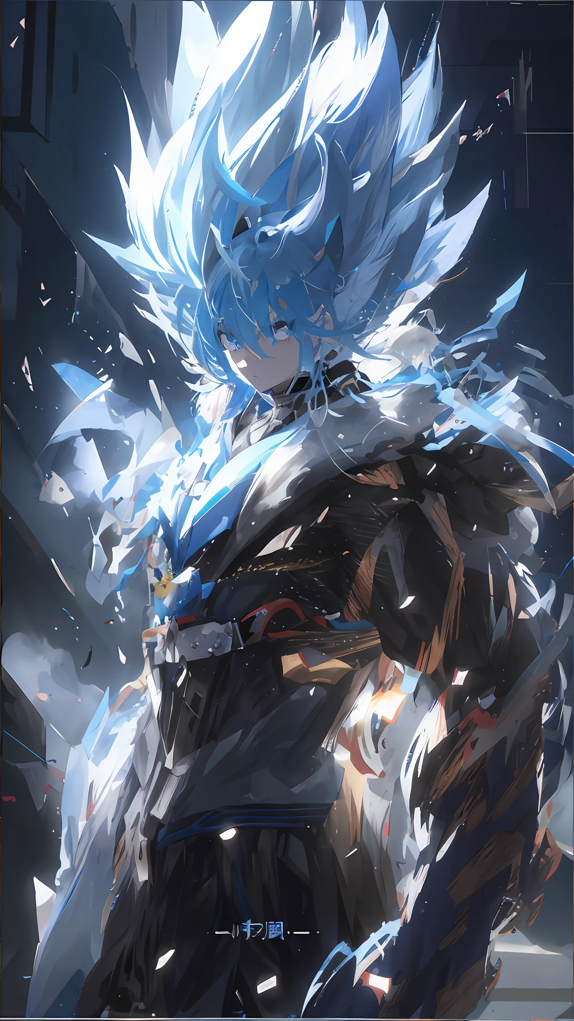 anime character with a blue and white hair and a white face, badass anime 8 k, epic anime style, 4k anime wallpaper, anime epic artwork, anime art wallpaper 8 k, anime wallpaper 4 k, anime wallpaper 4k, anime art wallpaper 4 k, anime art wallpaper 4k, 4 k manga wallpaper, detailed anime art, anime wallaper