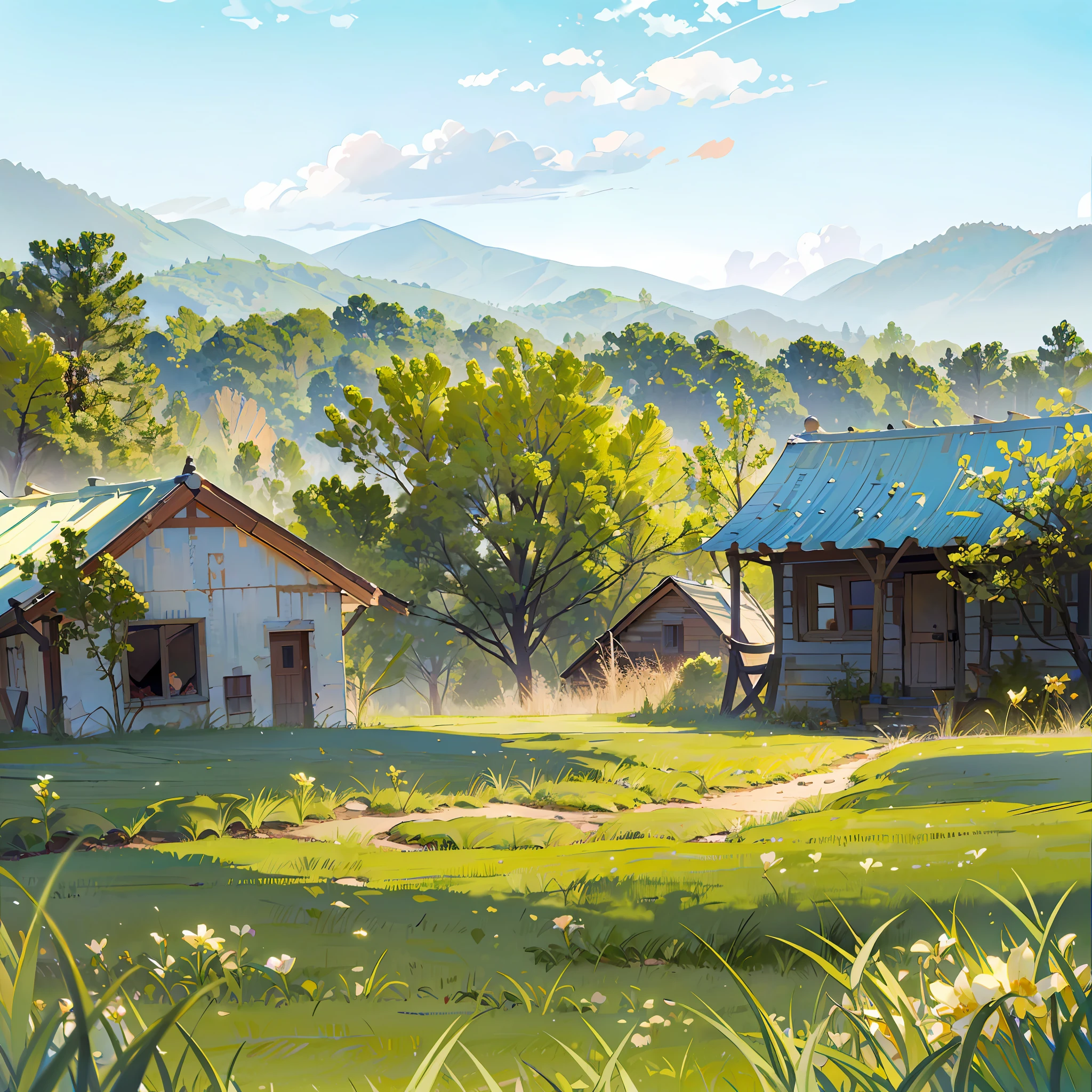 (realistic, photorealistic: 1.37), Create a rural landscape of an abandoned Ukrainian village, with houses and buildings in ruins. --auto --s2