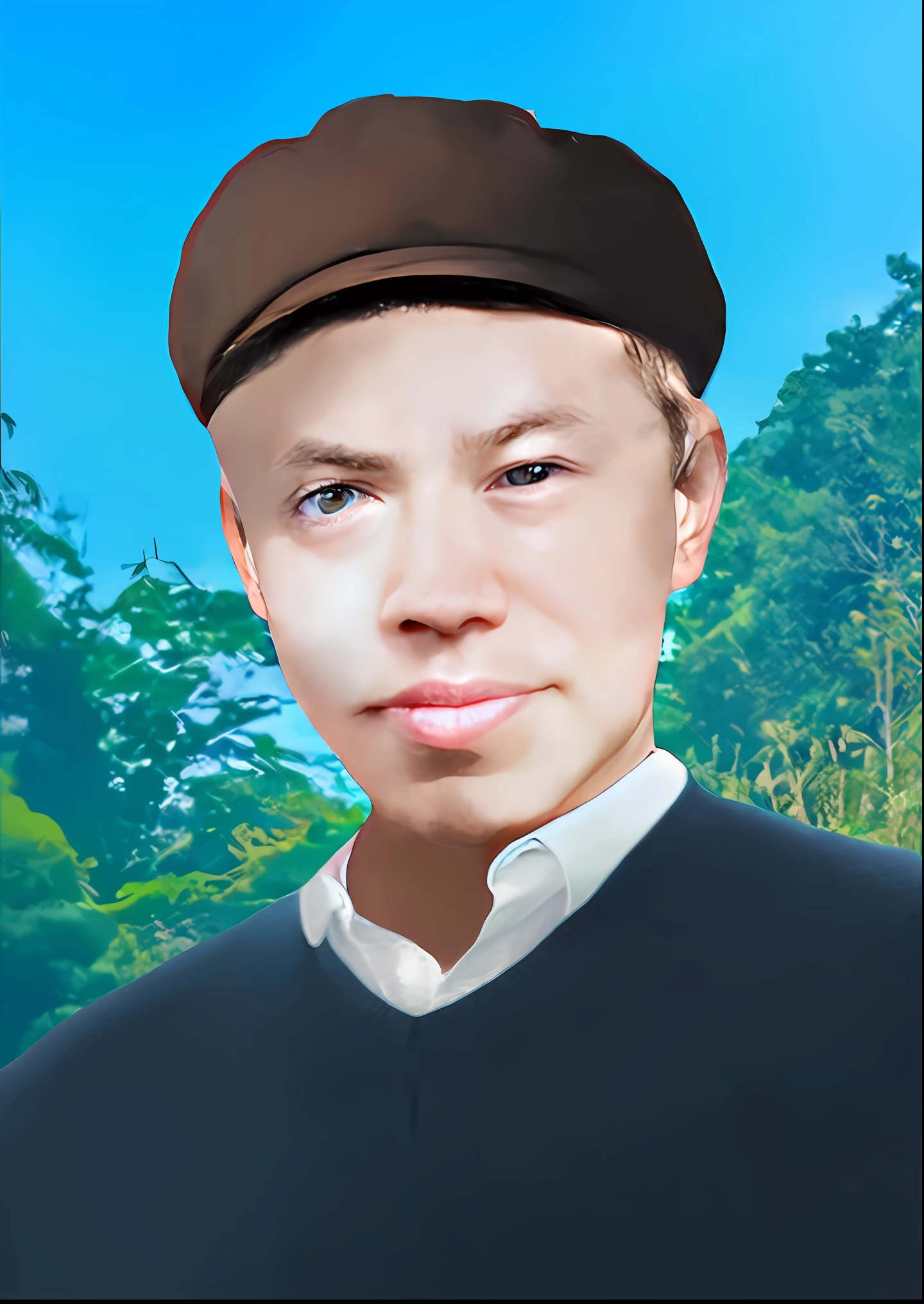 there is a man with a hat and a black sweater, maxim shirkov, nft portrait, anton, jimin, adar darnov, enviromental portrait, digital art but photo, avatar image, huifeng huang, inspired by Huang Guangjian, stanley artgem lau, guangjian huang, realistic portrait photo, jesper esjing