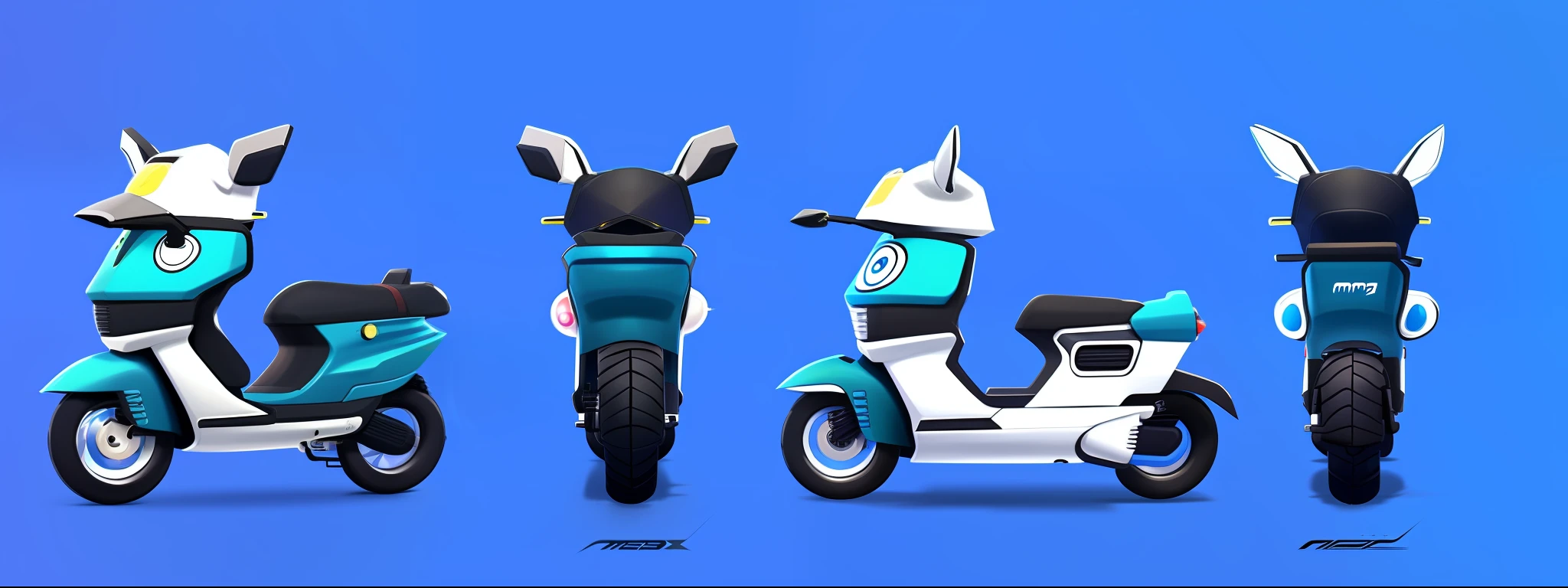 a close up of a cartoon horse riding a motor scooter, rabbt_character, animation character, merged character, game character design, mobile game asset, toonix character, cute future vehicles, mr. nimbus character design, game asset, 2d game asset, high quality character design, game character, toy design, game character art, stylized character design