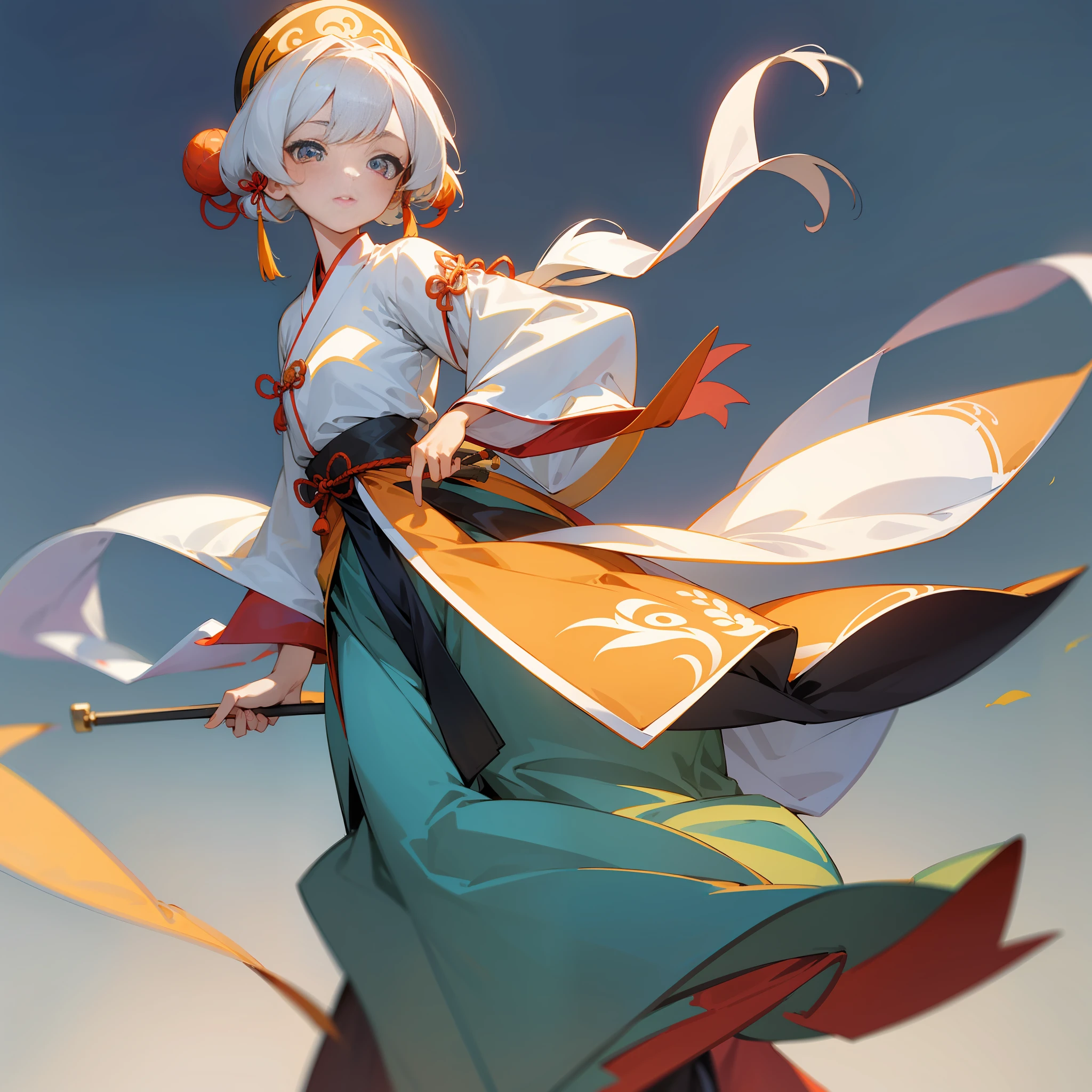 best quality, masterpiece,highly detailed,anime,1girl,hanfu,tangstyle,tang hanfu,tang style outfits,wearing under shan and chest ru skirt,perfect face,walking,simple background,looking at viewer,