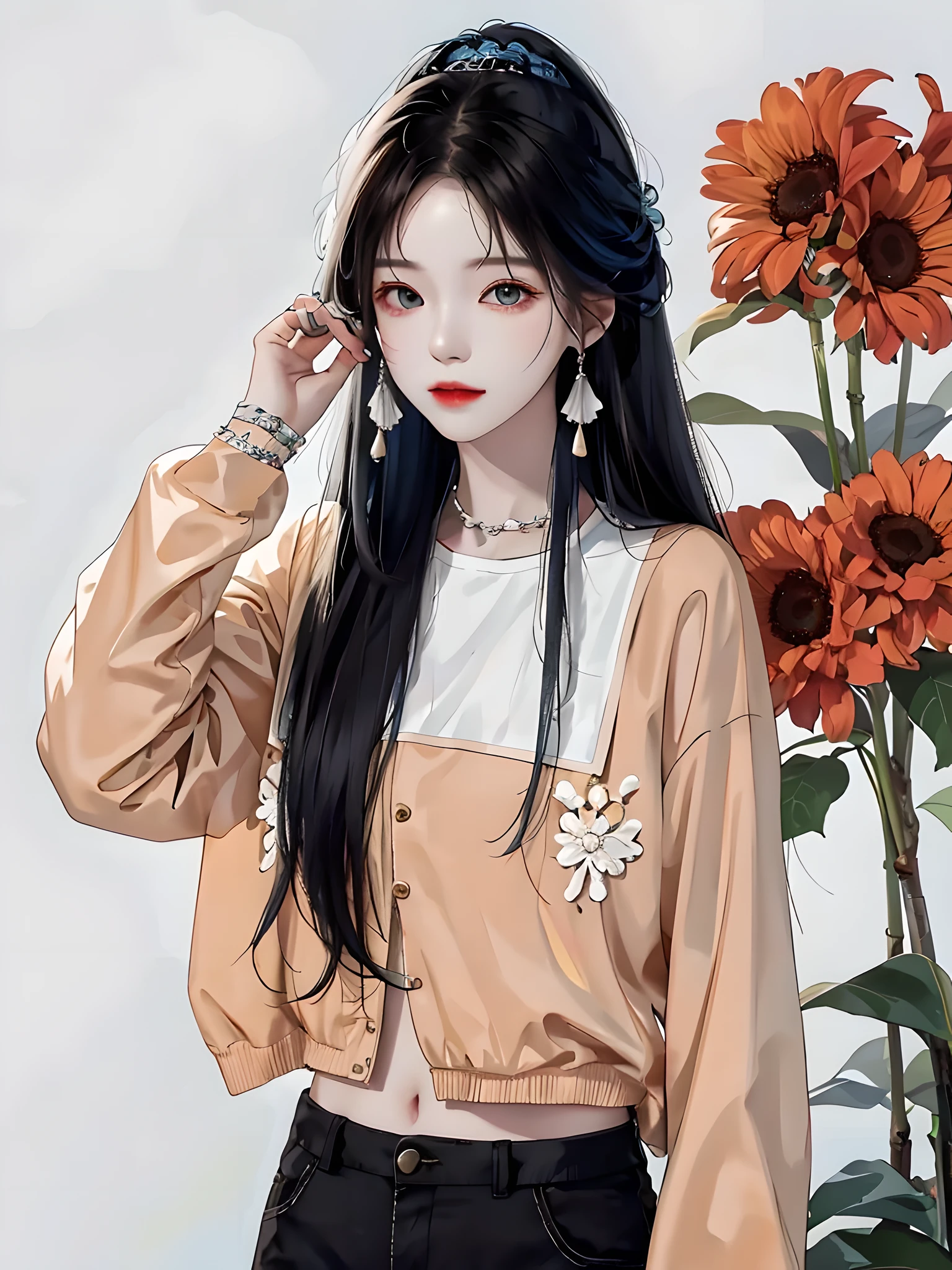 1 girl, (white skin: 1.2), colored inner hair,[ silver hair|blue hair]