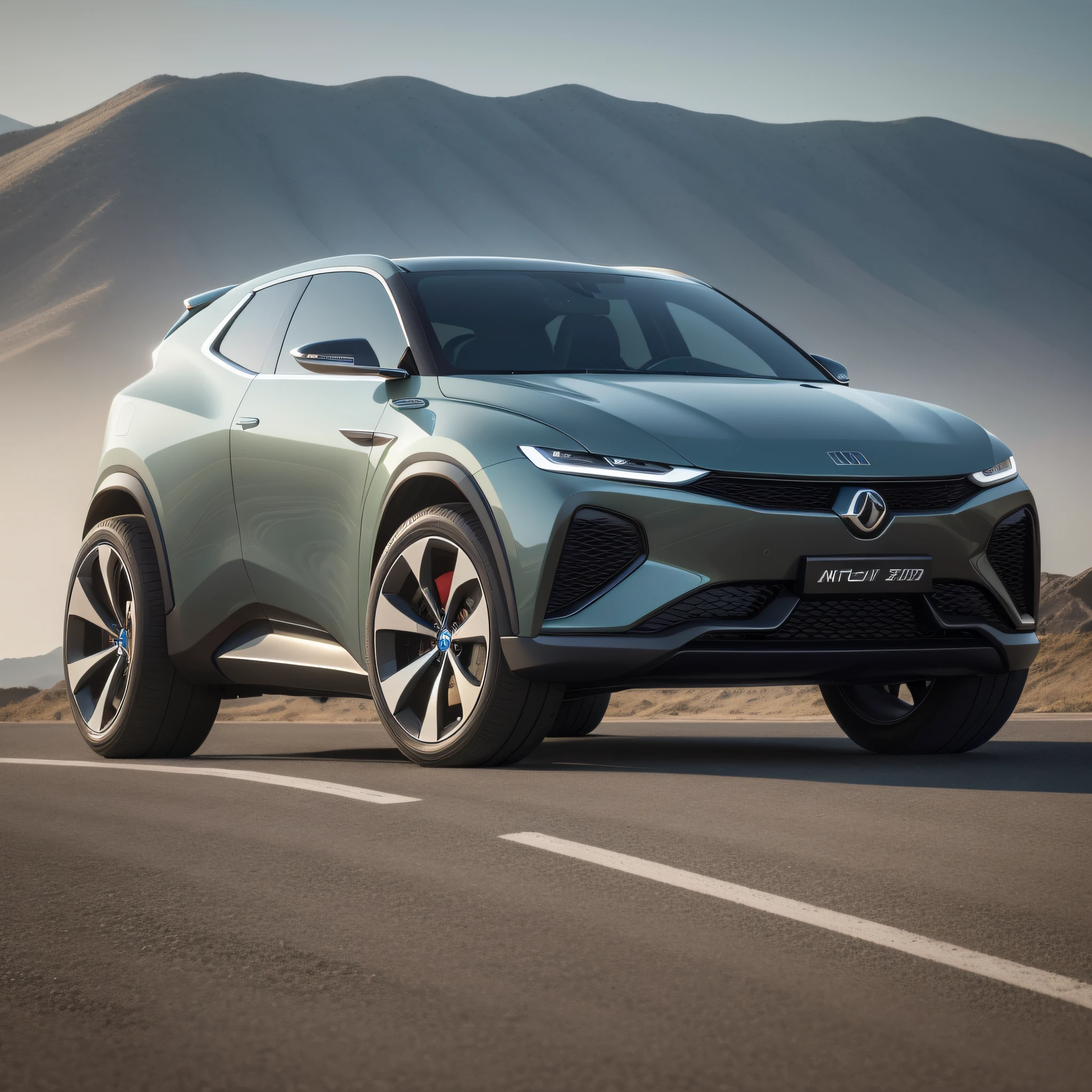 Cubist Futurism, Conceptual art, Ultra-Wide Angle, Eye-Level Shot, UHD, super detail, high details, best quality, highres, simple body lines, electric vehicle elements, concept design. A cool SUV.