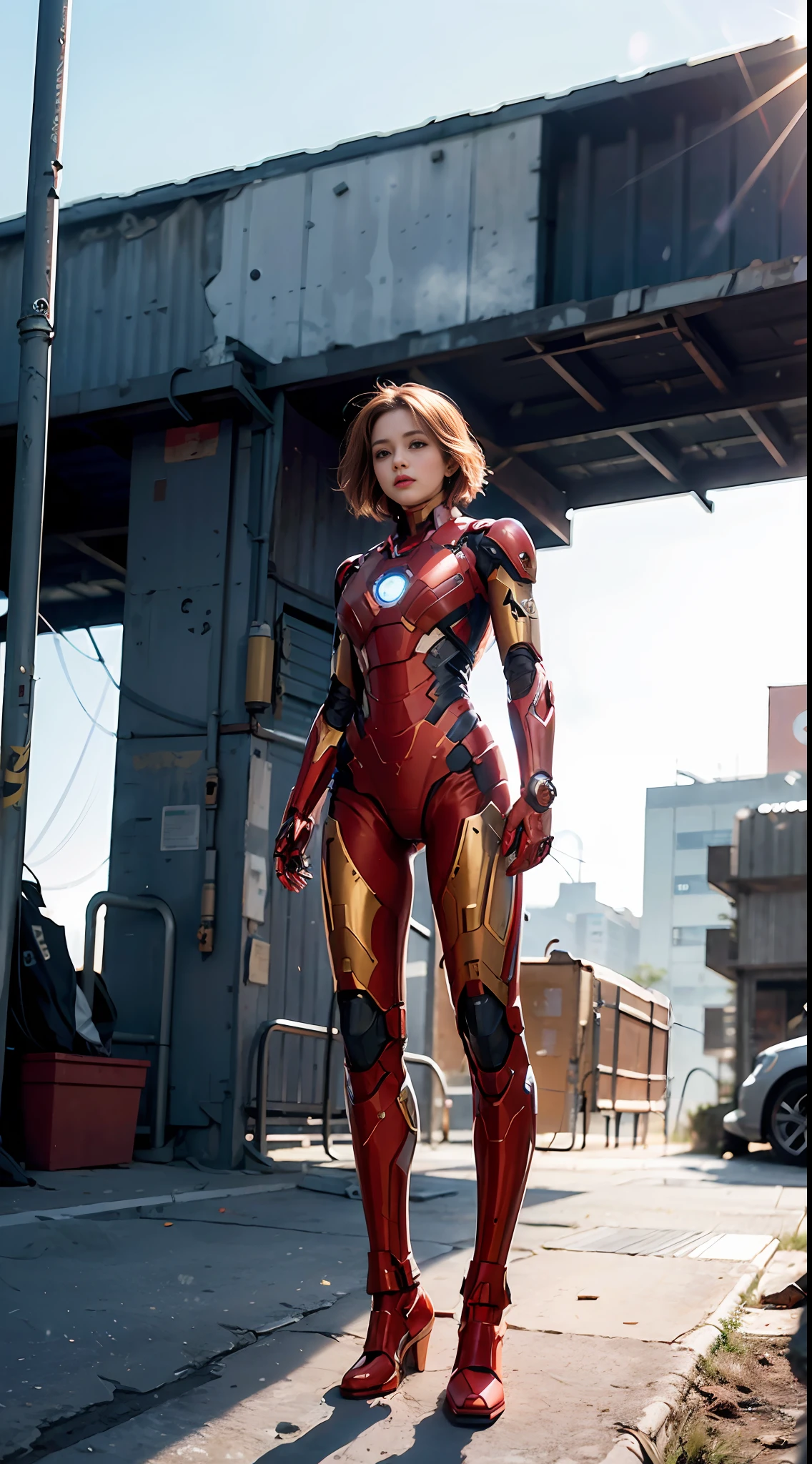(1girl:1.3), solo,__body-parts__, official art, unity 8k wallpaper, ultra detailed, beautiful and aesthetic, beautiful, masterpiece, best quality, RAW, masterpiece, super fine photo,, best quality, super high Resolution, photorealistic, sunlight, full body portrait, stunningly beautiful,, dynamic pose, delicate face, vibrant eyes, (side view), she is wearing a futuristic Iron Man mech, red and gold, Highly detailed abandoned warehouse background, detailed face, detailed complex busy background, messy, gorgeous, milky, high detailed skin, realistic skin details, visible pores, sharp focus, volumetric fog, 8k uhd, dslr camera, High quality, film grain, fair skin, photorealism, lomography, sprawling metropolis in a futuristic dystopia, view from below, translucent
