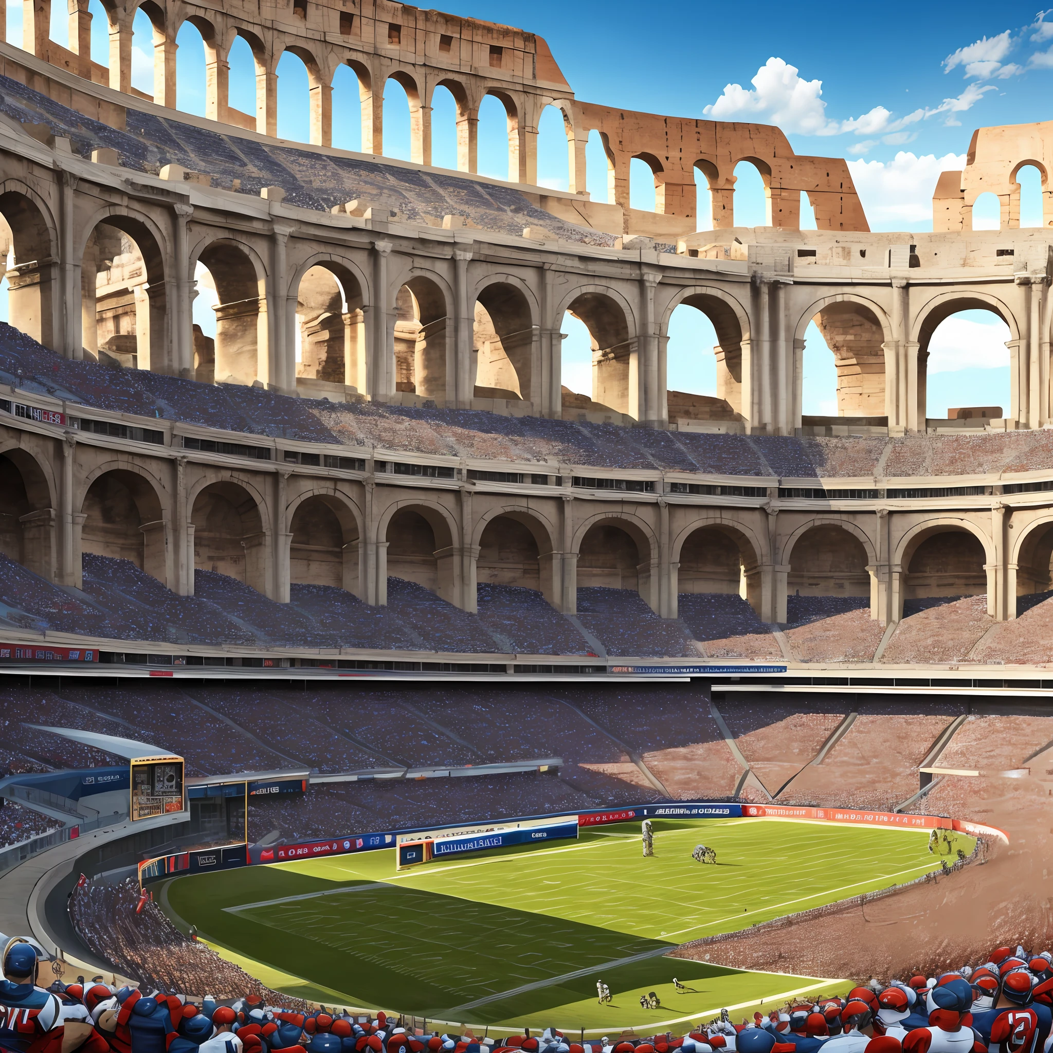 Wallpaper of a football game in a coliseum of Roman gladiators
