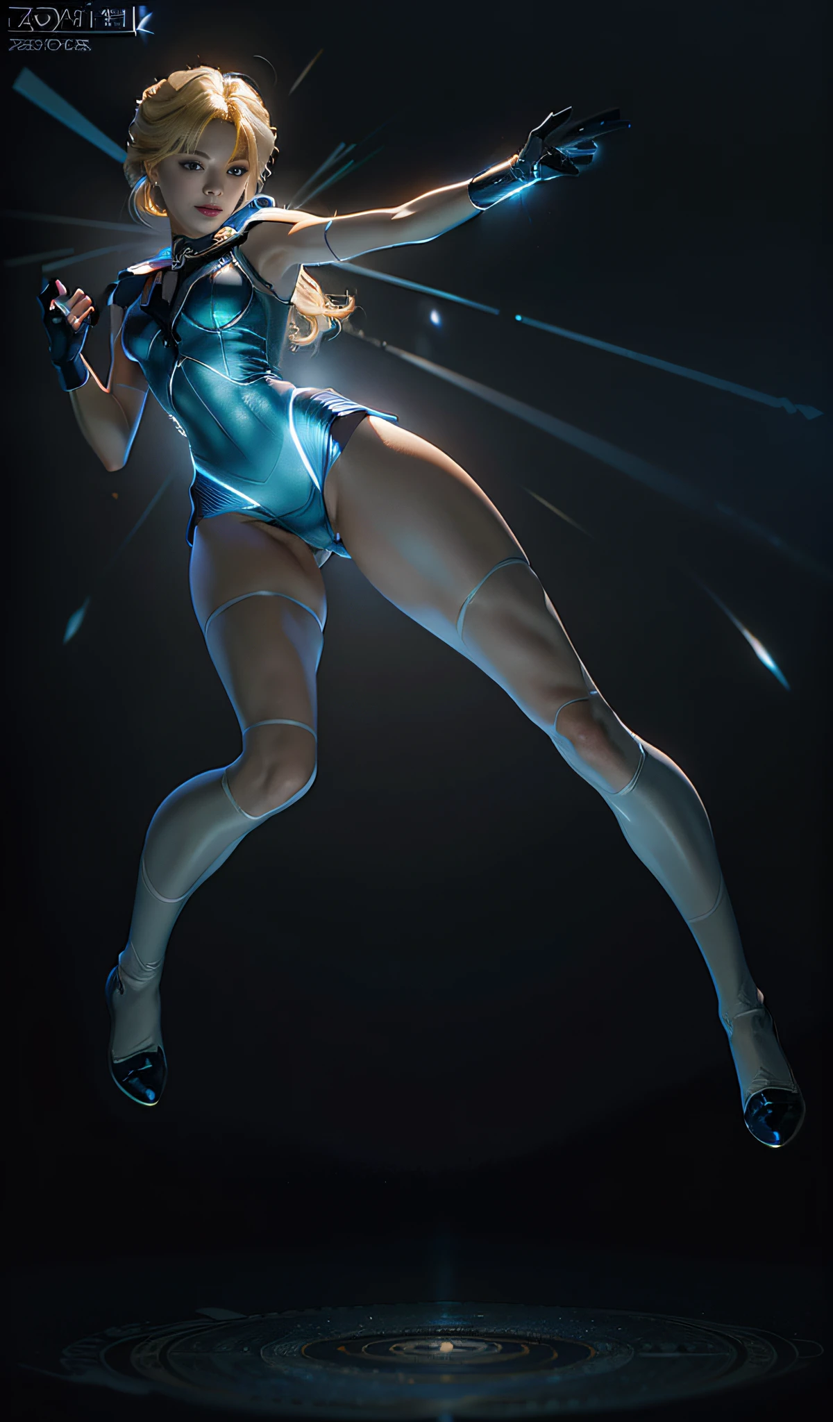 (CG Unity 8K wallpaper with extreme detail, masterpiece, highest quality), (exquisite lighting and shadow, highly dramatic picture, cinematic lens effect), (Sailor Moon: 1.1), charming smile, double tail, vibrant blue eyes, looking at the viewer with blond hair, white tight-fitting top, white gloves, mini skirt, dynamic pose), the background is the universe (excellent detail, excellent lighting, wide angle), (excellent rendering, enough to stand out in its class),