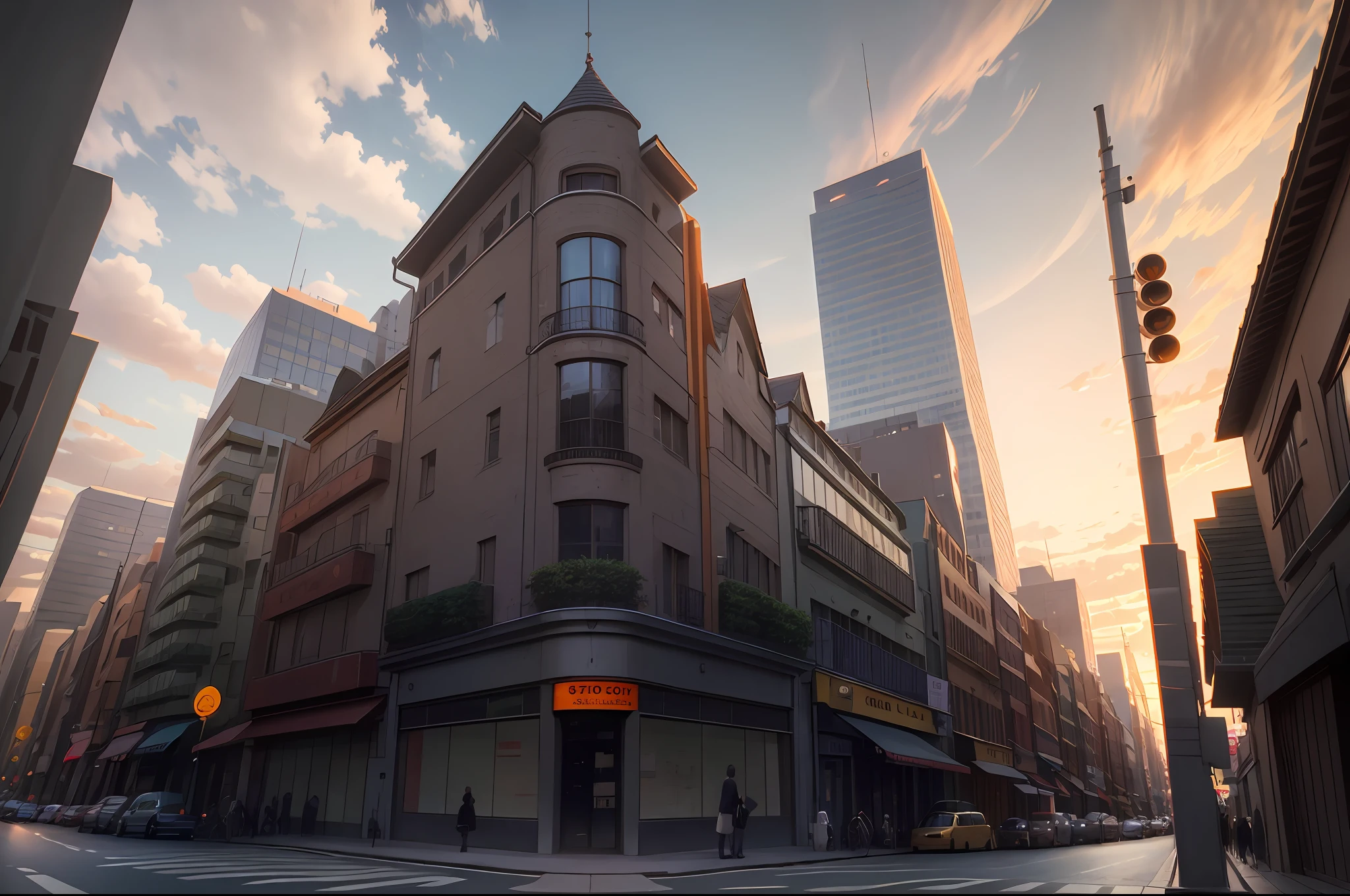 a view of a street in the 60s busy atmosphere, dusk, 8k, hdr, high resolution, dramatic lighting