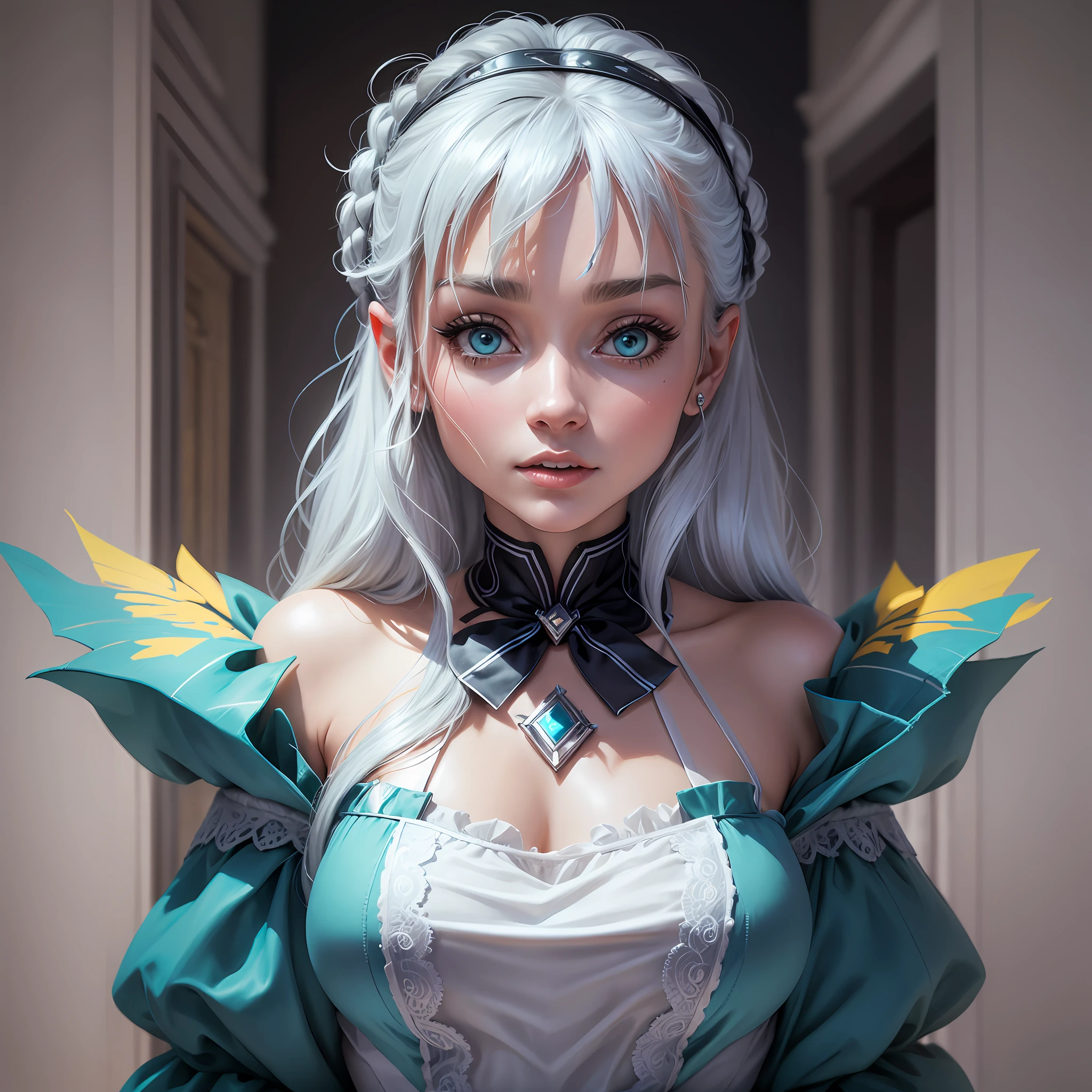 masterpiece,best quality,detail,1 girl, (actress Audrey Hepburn:1.2), (long bright blonde hair: 1.2), (highlighted hair, turquoise highlights), aqua eyes,  bright pupils, glowing skin, indoors, mansion, high contrast, small breasts, (silver evening dress: 1.3), emotionless, night, backlit, medium shot
  Negative promt: (worst quality, low quality: 1.4), monochrome, zombie, watermark, blurry, blurry background, extra fingers, extra numbers, missing fingers, missing numbers, intertwined fingers, extra toes, missing toes,  simple background, nsfw, full body (silver hair: 1.4), realistic, real life,
  Steps: 30, Sampler: DPM++ SDE Karras, CFG Scale: 7, Source Number: 3564242642, Size: 2048x3072, Model Hash: 1faafdd131, Model: reliberate_v10, Noise Reduction Strength: 0.3, Clip Skip: 2, Ultimate SD upscaler upscaler:  R-ESRGAN 4x+ Anime6B, Ultimate SD upscale tile_width: 768, Ultimate SD upscale tile_height: 768, Ultimate SD upscale mask_blur: 20, Ultimate SD upscale padding: 55, ControlNet 0: "preprocessor: tile_resample, model: control_v11f1e_sd15_tile [a371b31b], weight  : 1, start/end: ​​(0, 1), resize mode: Crop and Resize, ideal pixel size: True, control mode: Balanced, preprocessor options: (64, 1, 64)", Version: v1.3.2 --auto --s2