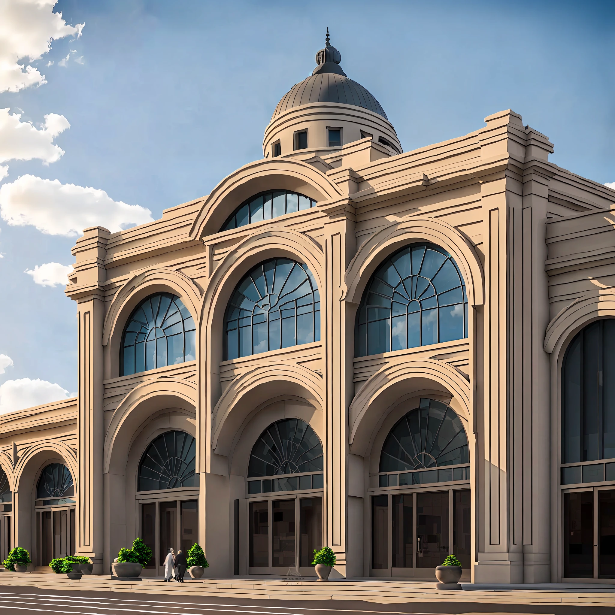 station building, 1930s building, exterior shot, exterior view, art deco, ultra realistic, raw photo, sharp focus, 8k, masterpiece, ultra realistic, 32k, best quality --auto --s2