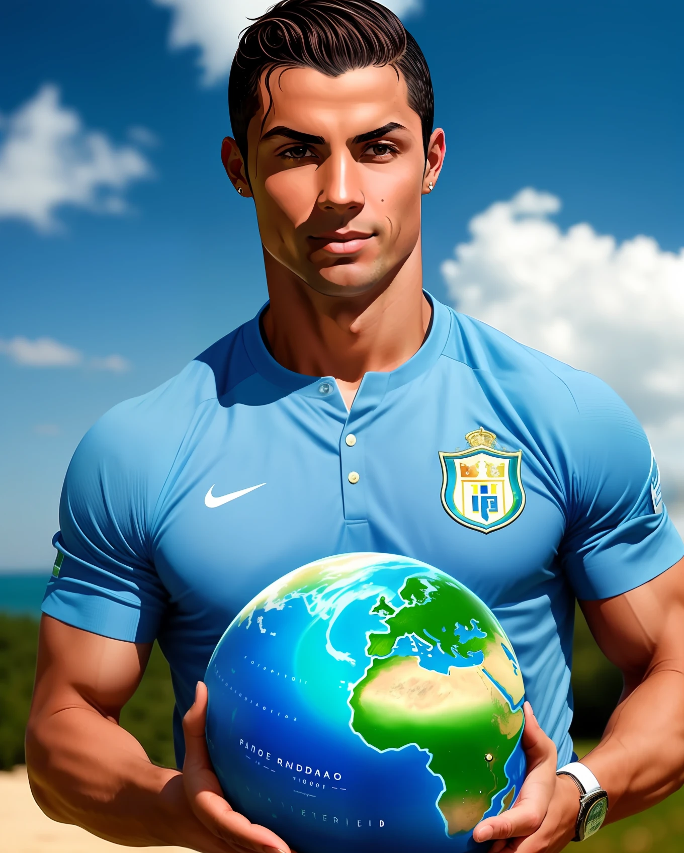 Cristiano Ronaldo holding planet earth
