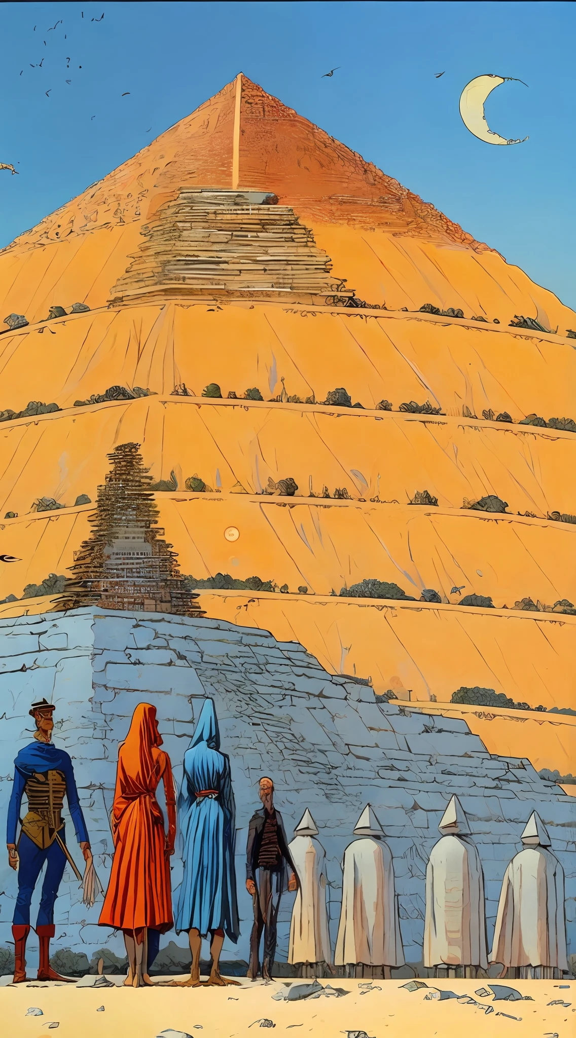 A painting by Moebius Jean Giraud, a huge pyramid