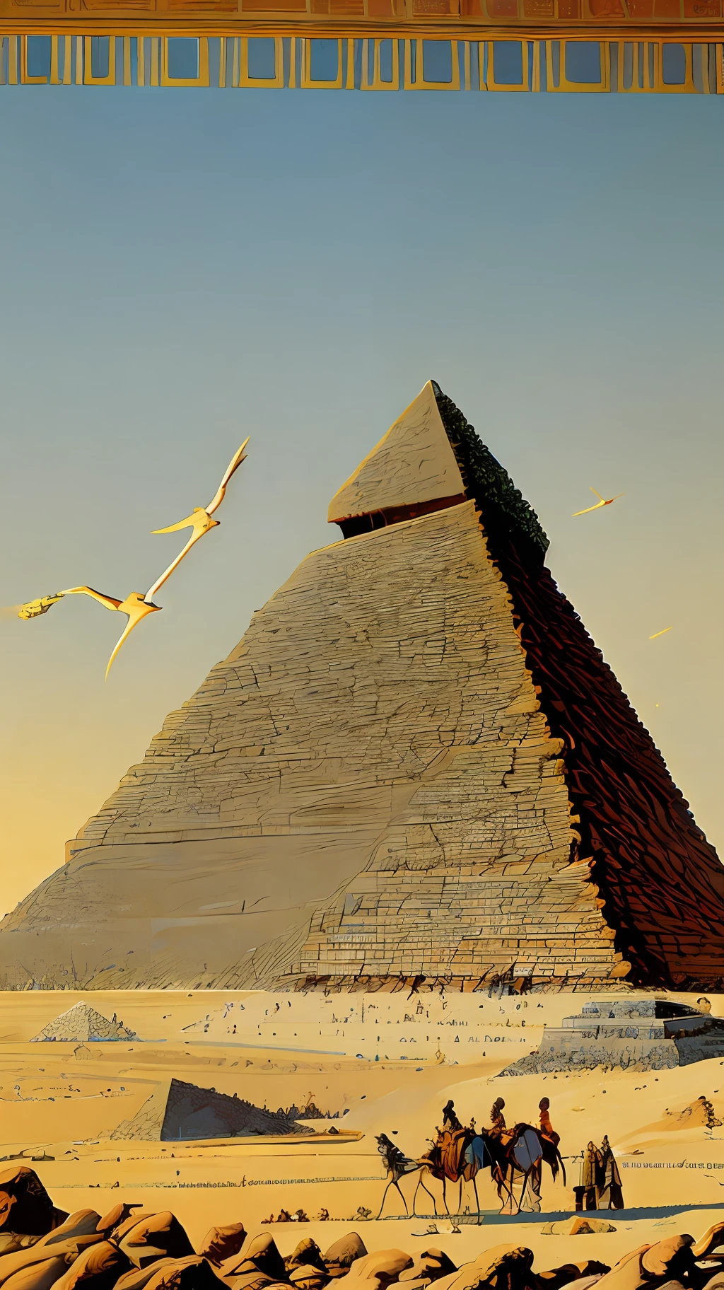 A painting by Moebius Jean Giraud, a huge pyramid