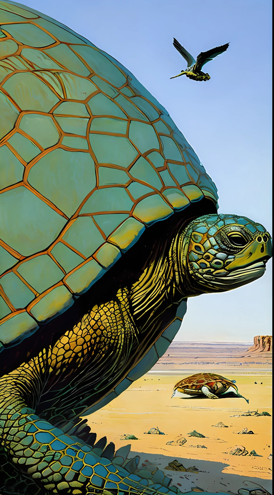 A painting by Moebius Jean Giraud, a giant turtle