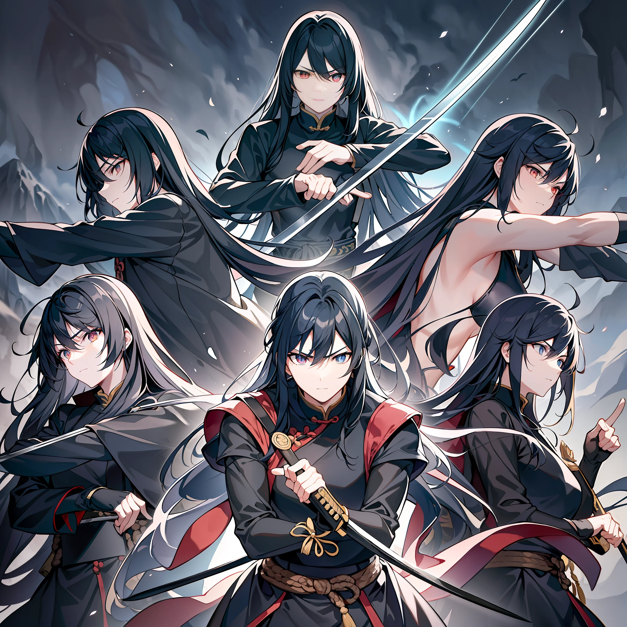 Between this mountain of sword qi, a group of disciples of the Sword Sect appeared in the center of the picture.
Dressed in black sect uniforms and holding long swords, they stood on the top of the mountain as if a group of swords were riding the wind. Their eyes were solemn, solemn and majestic, as if they were ready to fight for the way of the sword and sweep away the evil.
The whole picture is dominated by black, emphasizing the mystery, rigor, justice and majesty of the Sword Sect. The sun in the picture is shining, majestic and clear, and through the warmth and halo effect of the sunlight, highlighting the tall and heroic martial arts of this group of Sword Sect disciples.
This group of disciples of the Sword Sect demonstrated their belief and pursuit of kendo. Dressed in black clan uniforms, they had a clear banner, and their solemn and majestic eyes stared ahead, revealing the lofty ideals in their hearts. This group of disciples of the Sword Sect not only embodies the essence of Chinese martial arts swordsmanship, but also represents a noble faith and noble spirit, thus allowing the viewer to feel an open-minded, firm and thorough spiritual outlook.
The whole picture is profound and fascinating, making people feel the profound pursuit of kendo and their firm belief in ideals by these Sword Sect disciples.