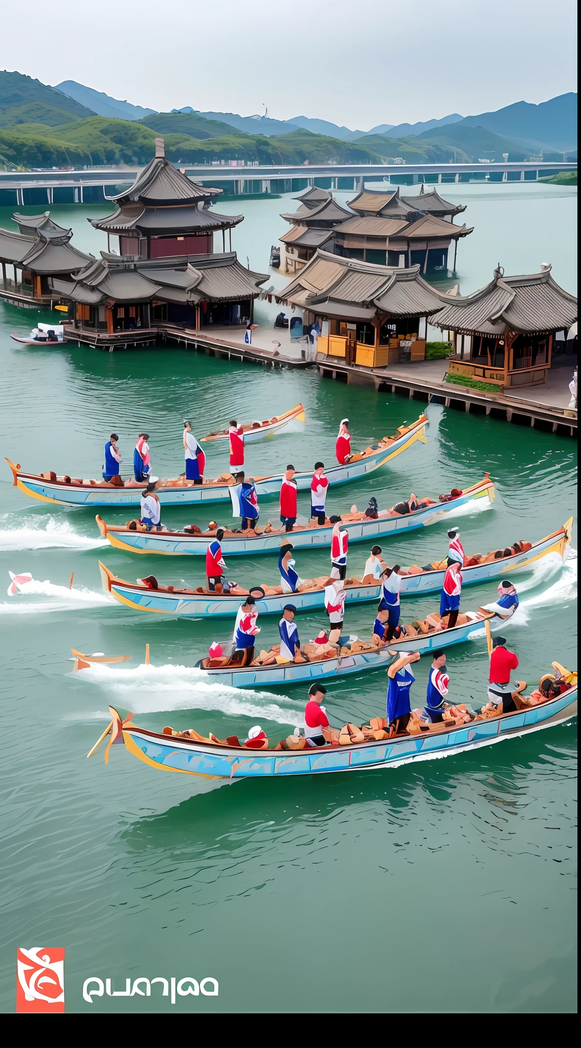 In China, dragon boat racing has become a popular water sport and an important activity that reflects traditional culture. Friends gather together in festive celebrations, and on the Yongjiang River in Nanning, fierce competitions are carried out, presenting vivid scenes.

Tens of thousands of spectators gathered from all directions, and the atmosphere was lively against the background of drums. Pass ((Best Quality, 8K, Masterpiece: 1.3)) --auto --s2