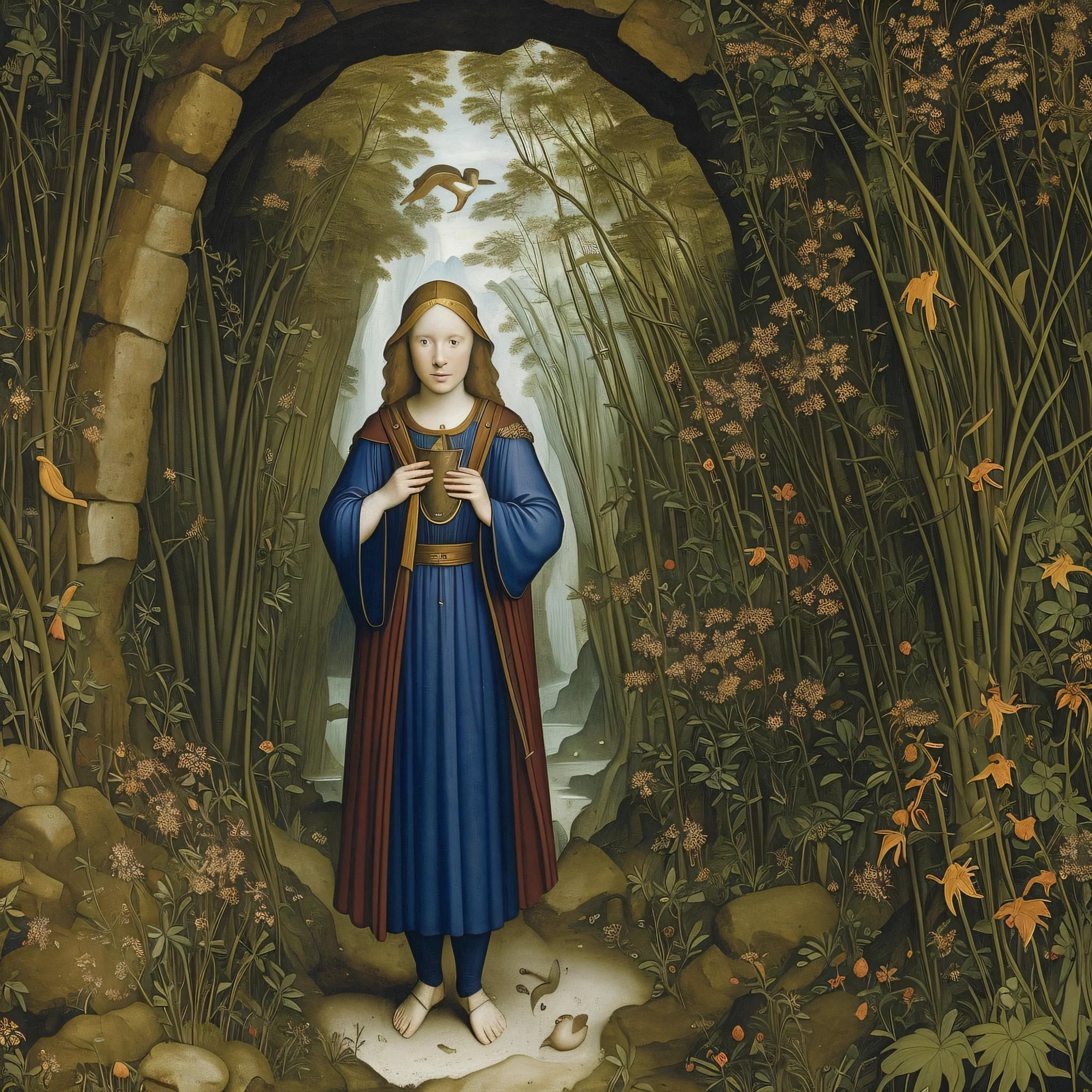 An exuberant newt in a mythic grotto by Hans Memling and Gregory Crewdson --auto --s2