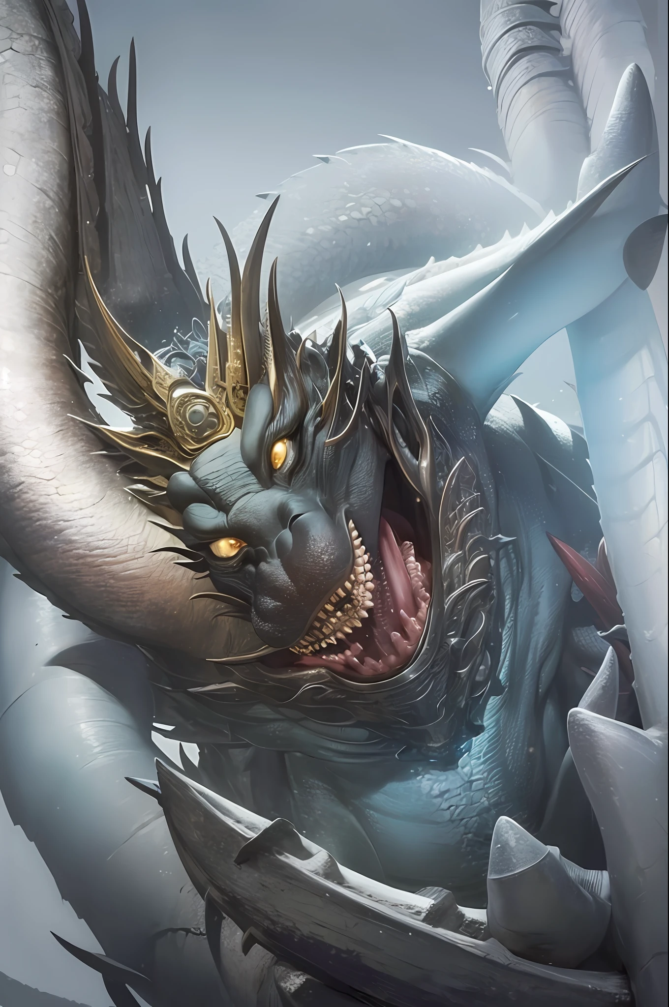 (((Amazing atmosphere)))) High quality Xuanwu's body is huge, and its carapace is hard as iron, exuding an icy aura. Its dragon head was open, revealing sharp teeth, and its eyes were shining green. Its temperament is solemn and solemn, making people dare not have the slightest contempt