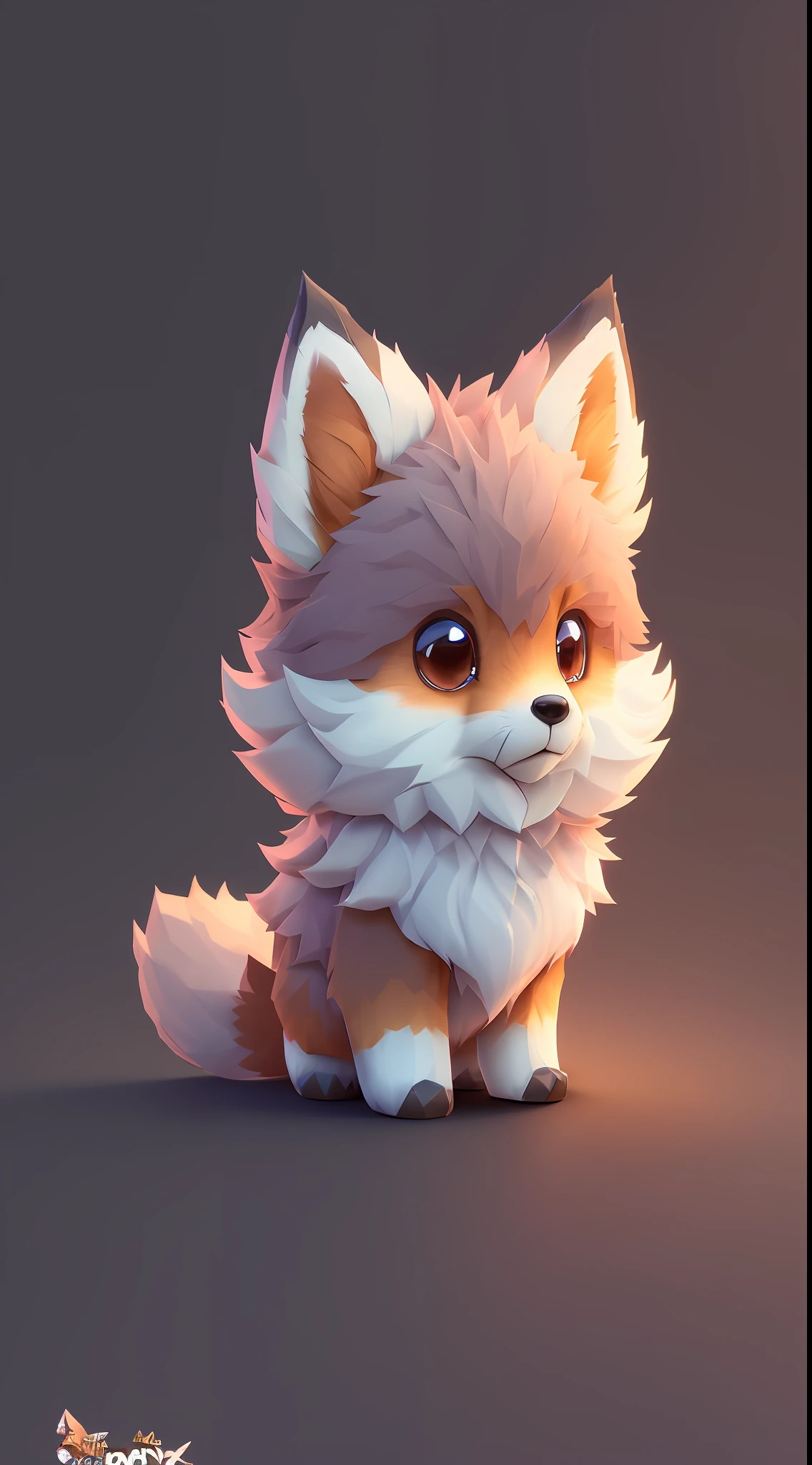 cartoon illustration of a furry little fox sitting on a dark surface, cute detailed digital art, cute 3 d render, adorable digital painting, cute digital art, isometric 3d fantasy cute dog, fox from league of legends chibi, cute fox, 3 d render stylized, stylized 3d render, blender eevee render, stylized as a 3d render