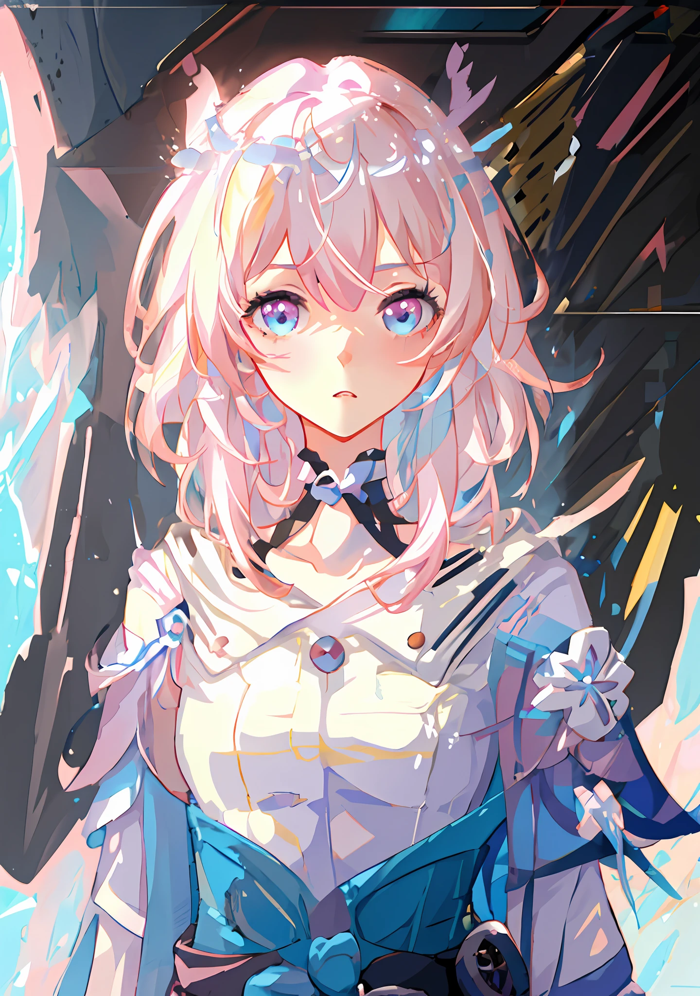 a woman with pink hair and blue eyes standing in a courtyard, anime visual of a cute girl, detailed anime character art, cushart krenz key art feminine, detailed portrait of anime girl, anime moe artstyle, detailed digital anime art, portrait knights of zodiac girl, ayaka genshin impact, cute anime waifu in a nice dress, beautiful anime portrait