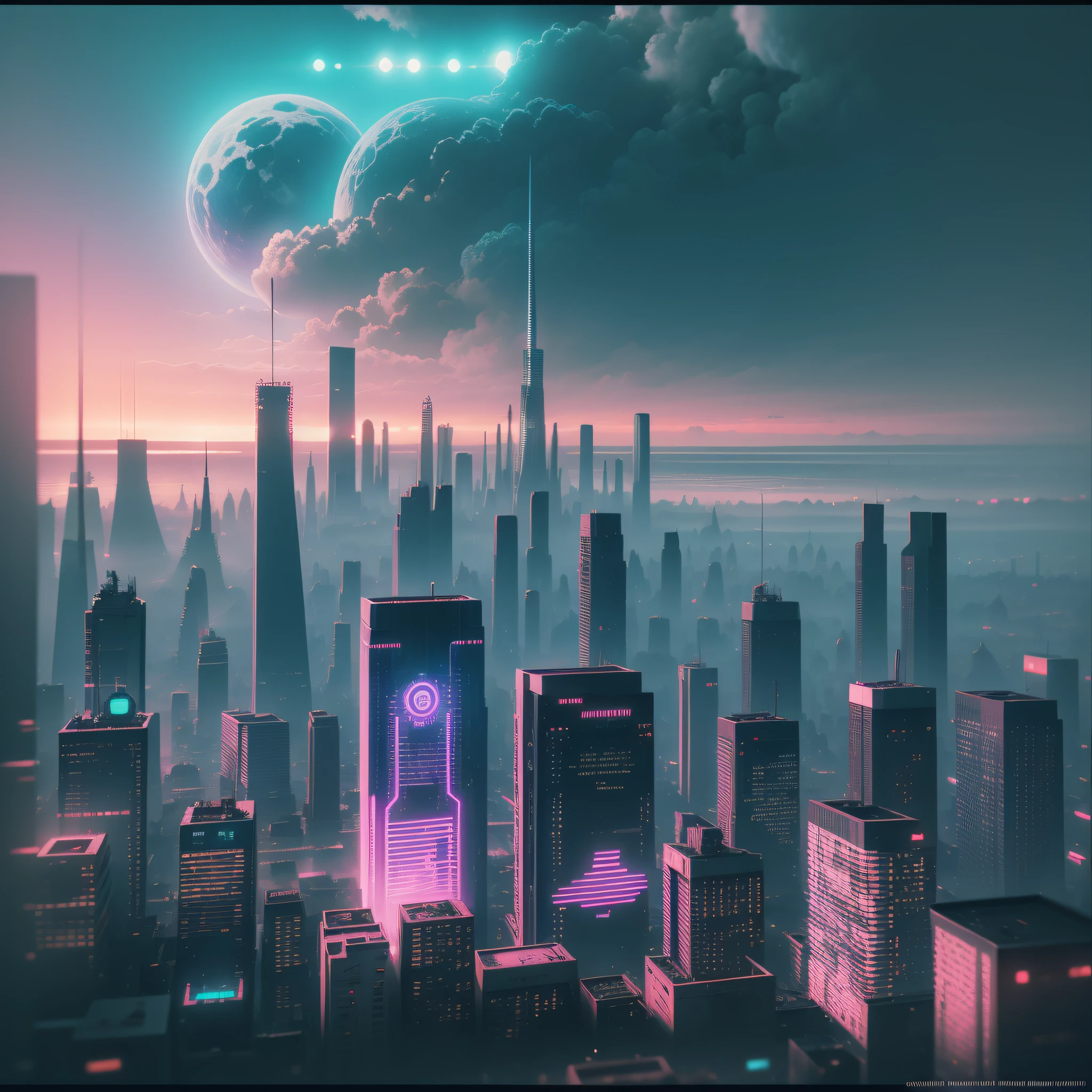 ciberpunk city, Surrealism, drop shadow, anaglyph, stereogram, tachi-e, pov, atmospheric perspective, 8k, super detail, ccurate, best quality