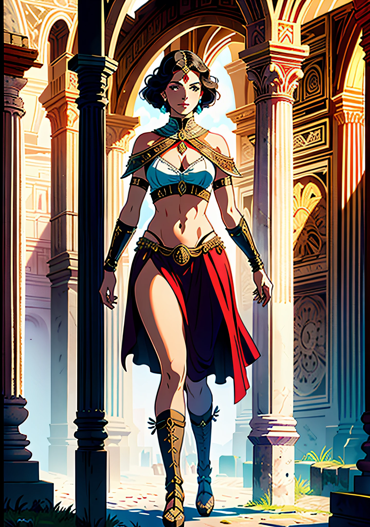 1 Woman, 30s, Gladiator, Ancient Rome Colosseum, Full Body, Intricate Details, Fantasy, No Background