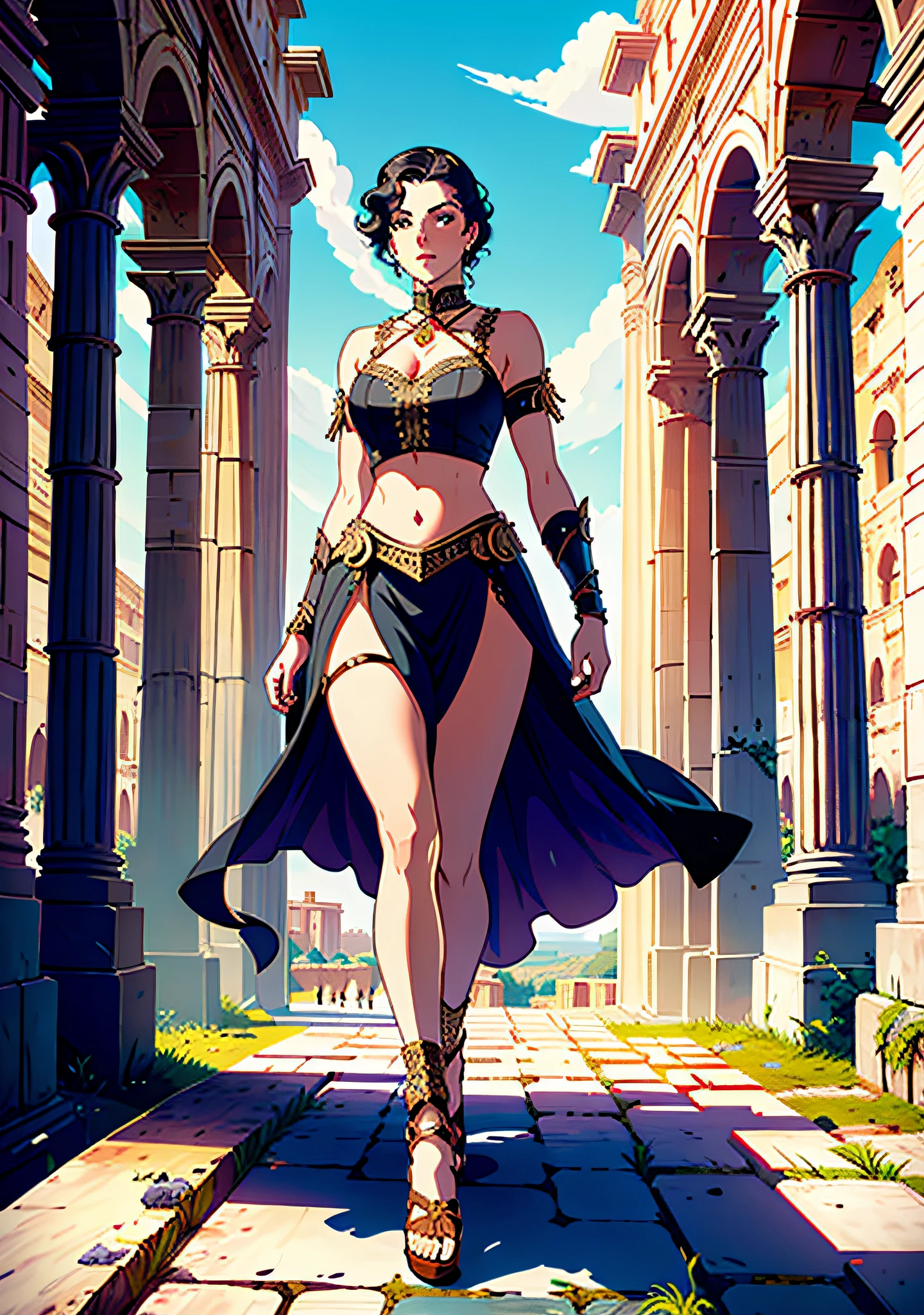 1 Woman, 30s, Gladiator, Ancient Rome Colosseum, Full Body, Intricate Details, Fantasy, No Background