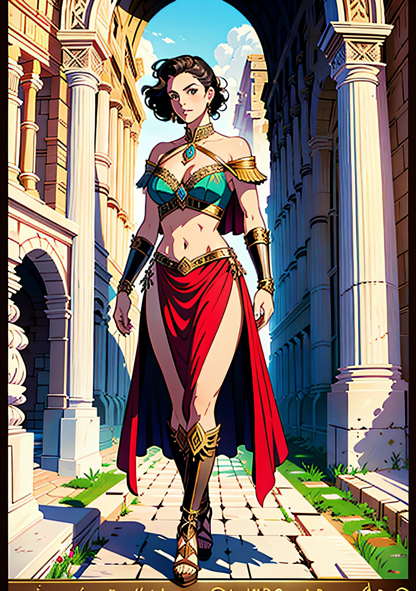 1 Woman, 30s, Gladiator, Ancient Rome Colosseum, Full Body, Intricate Details, Fantasy, No Background