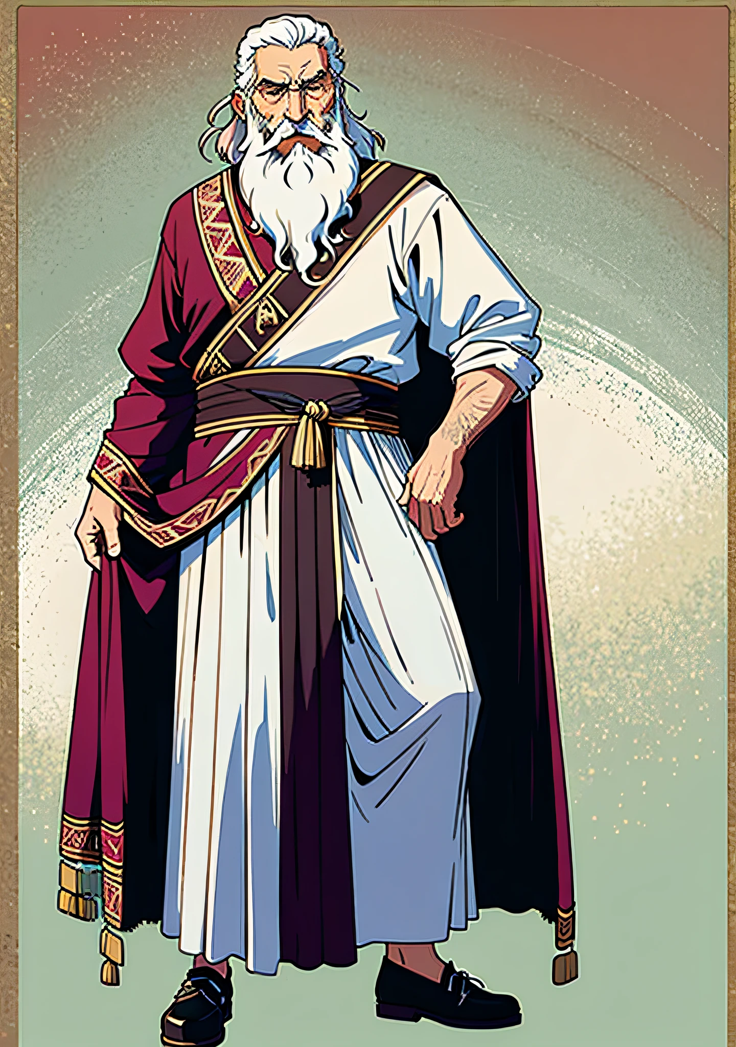 1 male, 70s, old man, Roman emperor, long beard, full body, intricate details, fantasy, no background