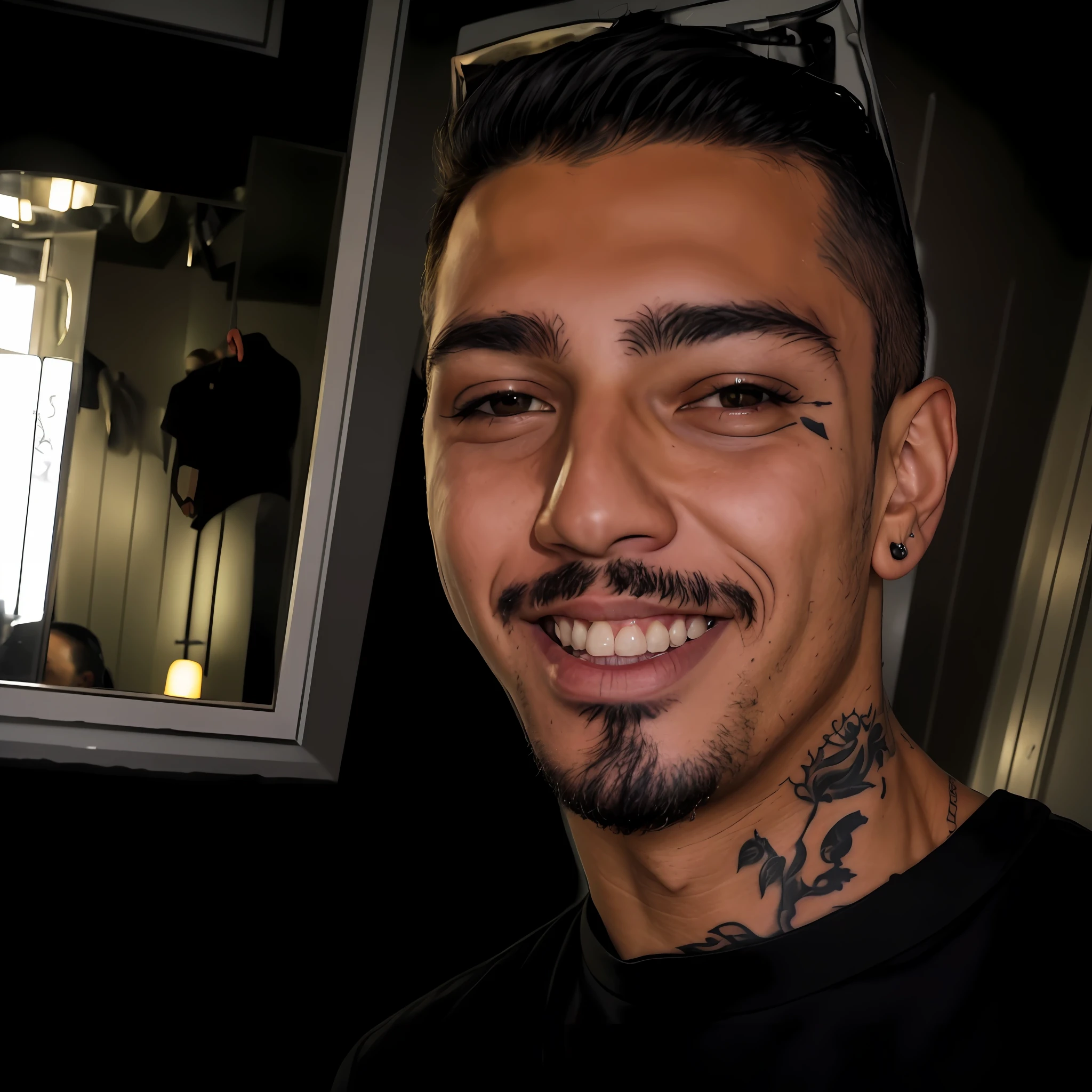 there is a man with a tattoo on his neck and a black shirt, caio santos, mateus 9 5, icaro carvalho, david rios ferreira, by Emerson Silva, by Samuel Silva, carmelo blandino, nick silva, inspired by Antônio Parreiras, joseph moncada, jordan lamarre - wan, danilo torres